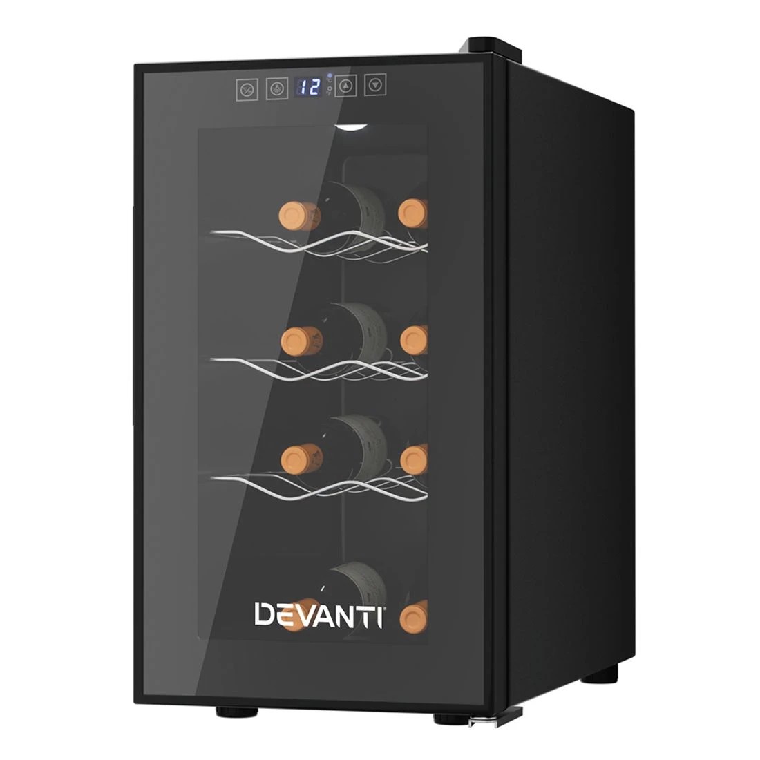 2 Devanti Wine Fridge Cooler 8 Bottles - Black, 2 of 7