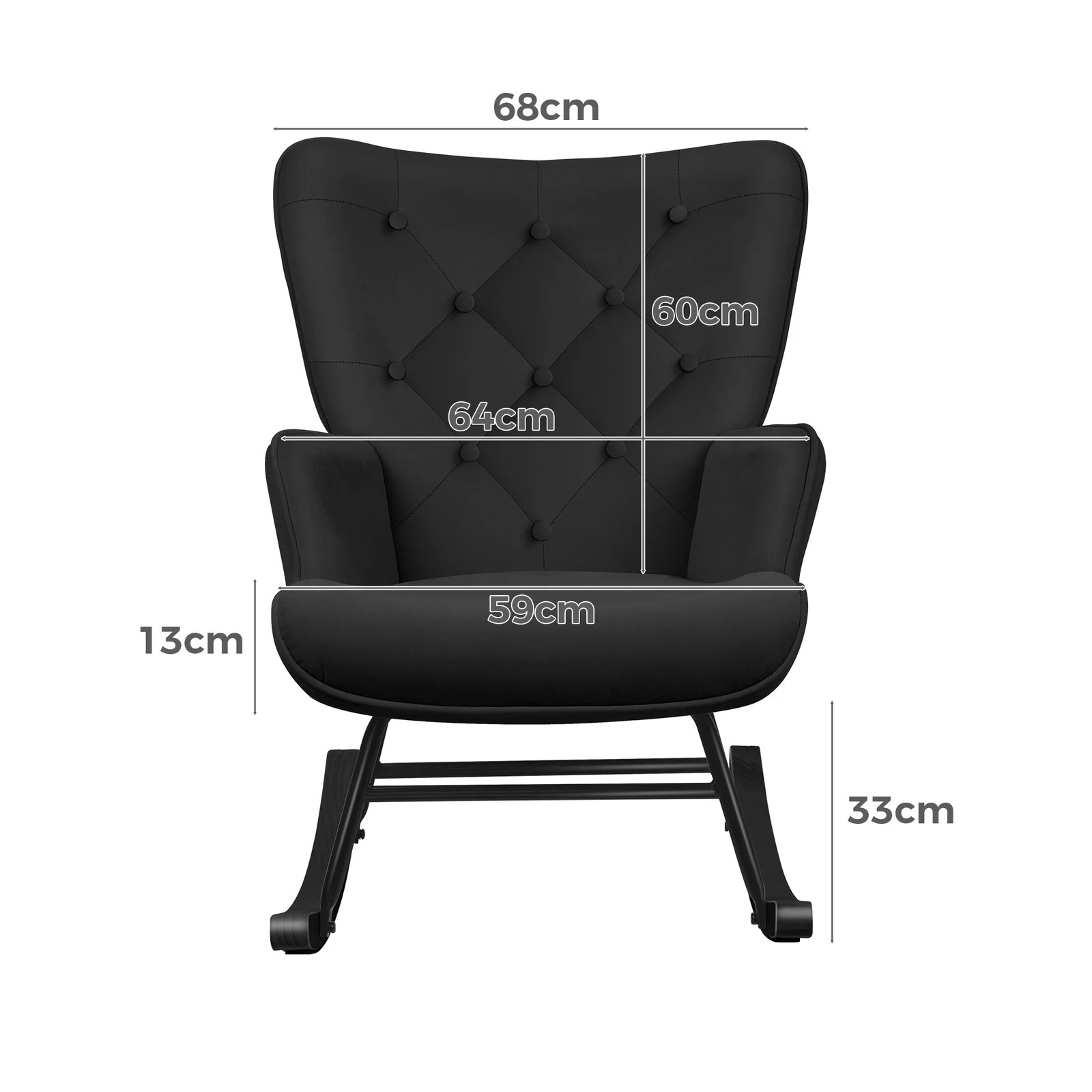 6 Alfordson Armchair Rocking Chair Accent Feeding Chair Lounge Sofa Couch - Black, 6 of 9