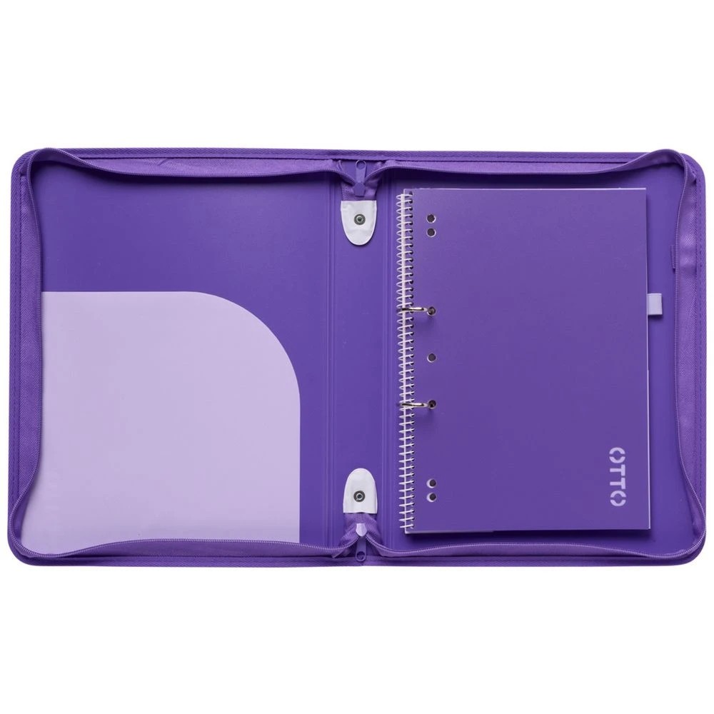 5 Otto A4 Recycled 2 D-Ring Zipper Binder Purple, 5 of 6