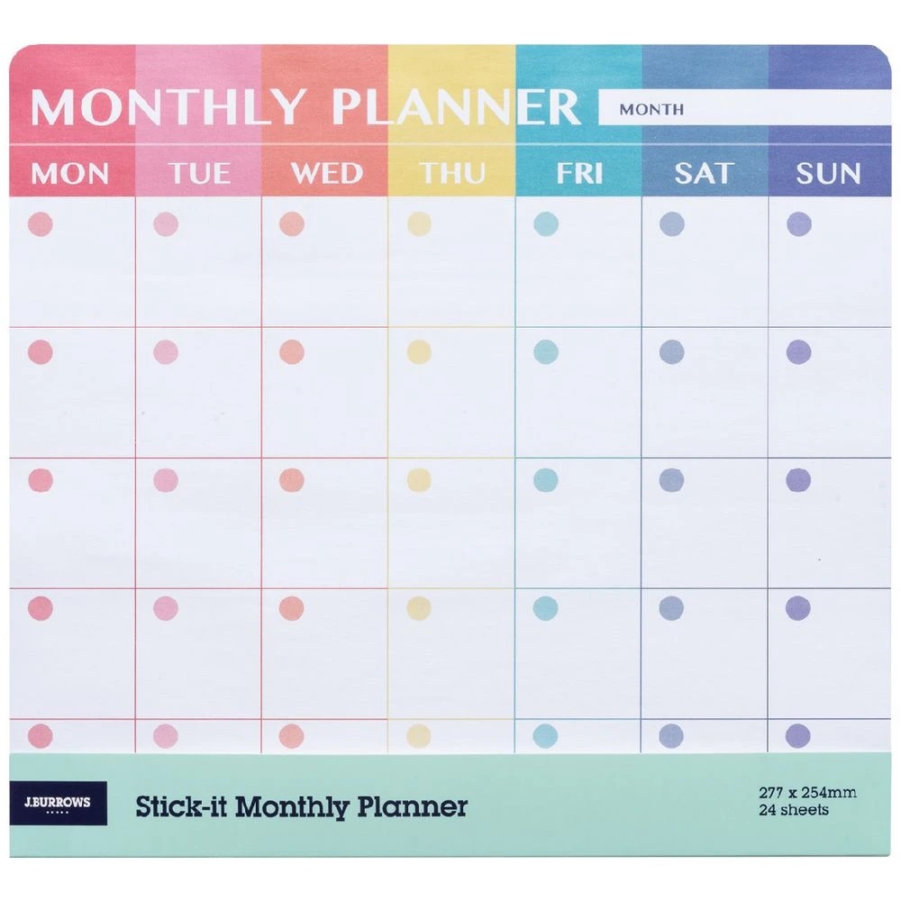 1 J.Burrows Stick-it Monthly Planner 277x254mm 24 Sheets, 1 of 3