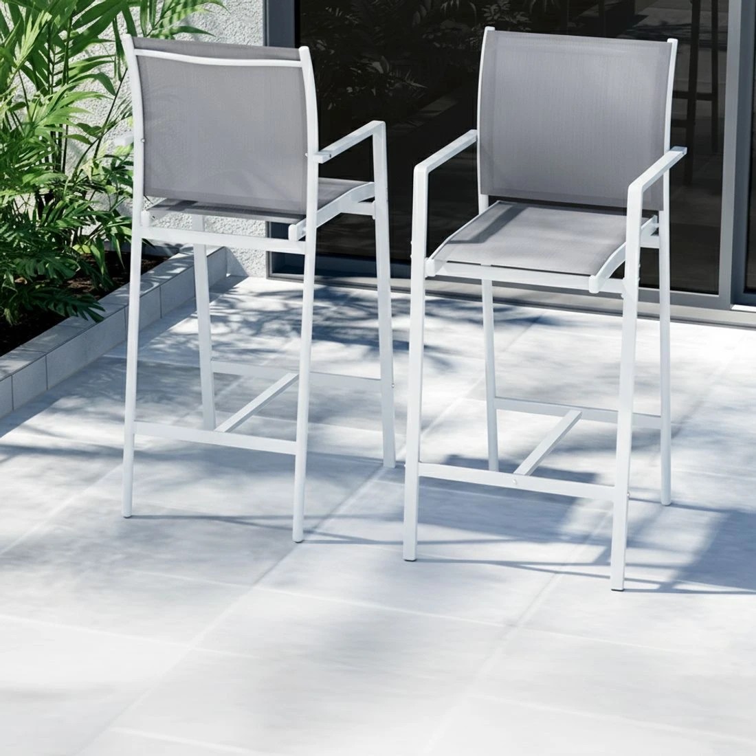 5 Gardeon 7PCS Outdoor Bar Set Stools Dining Chairs Table Patio Steel Bistro Set - White, 5 of 6