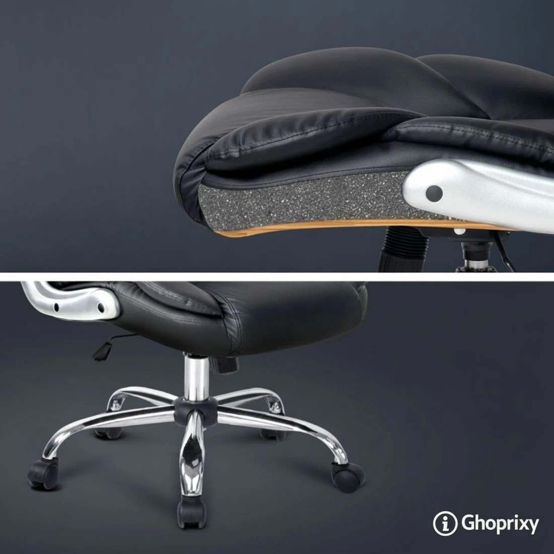 7 Artiss Executive Office Chair Leather Tilt - Black, 7 of 10