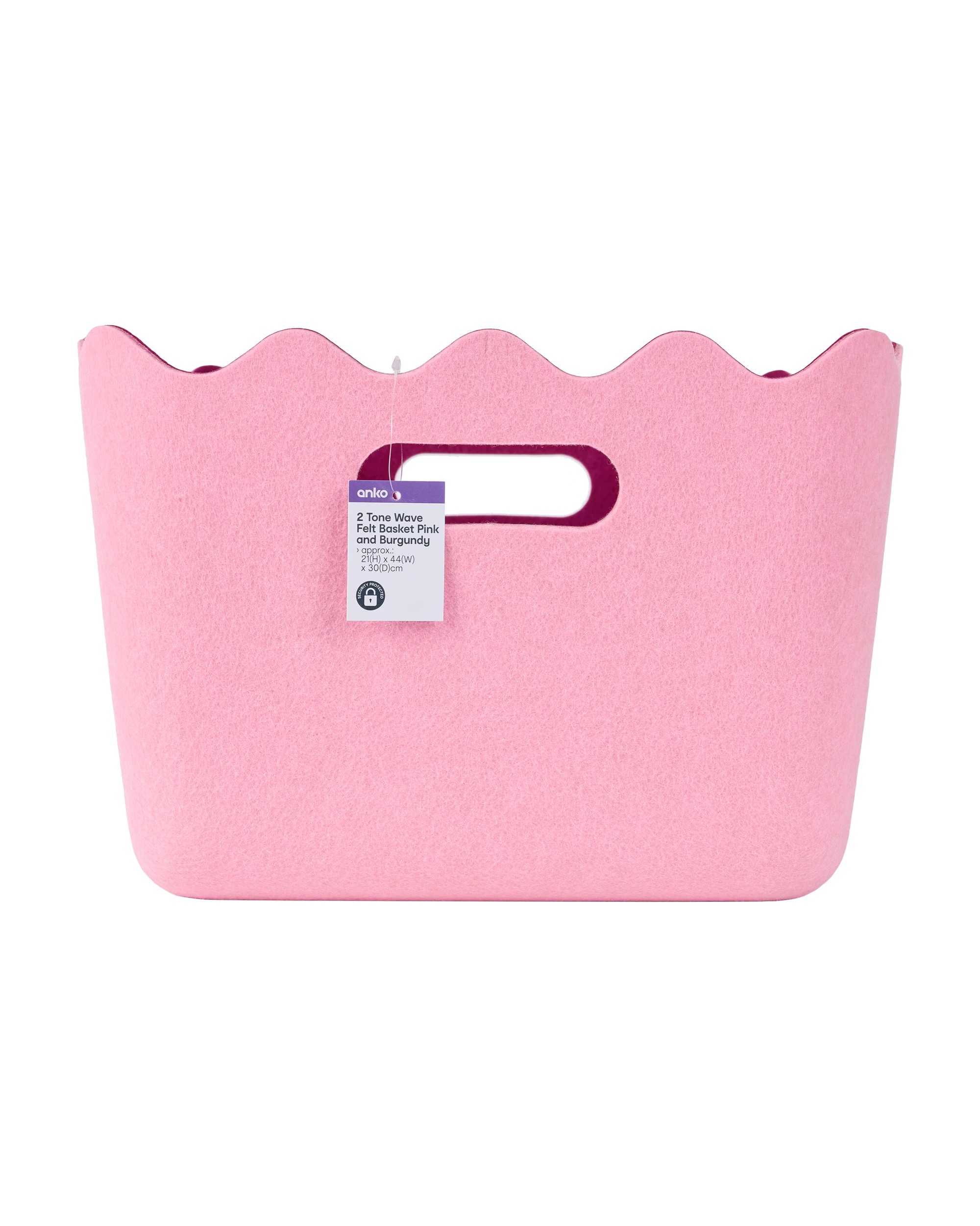 5 Two Tone Wave Felt Basket - Pink and Burgundy, 5 of 5