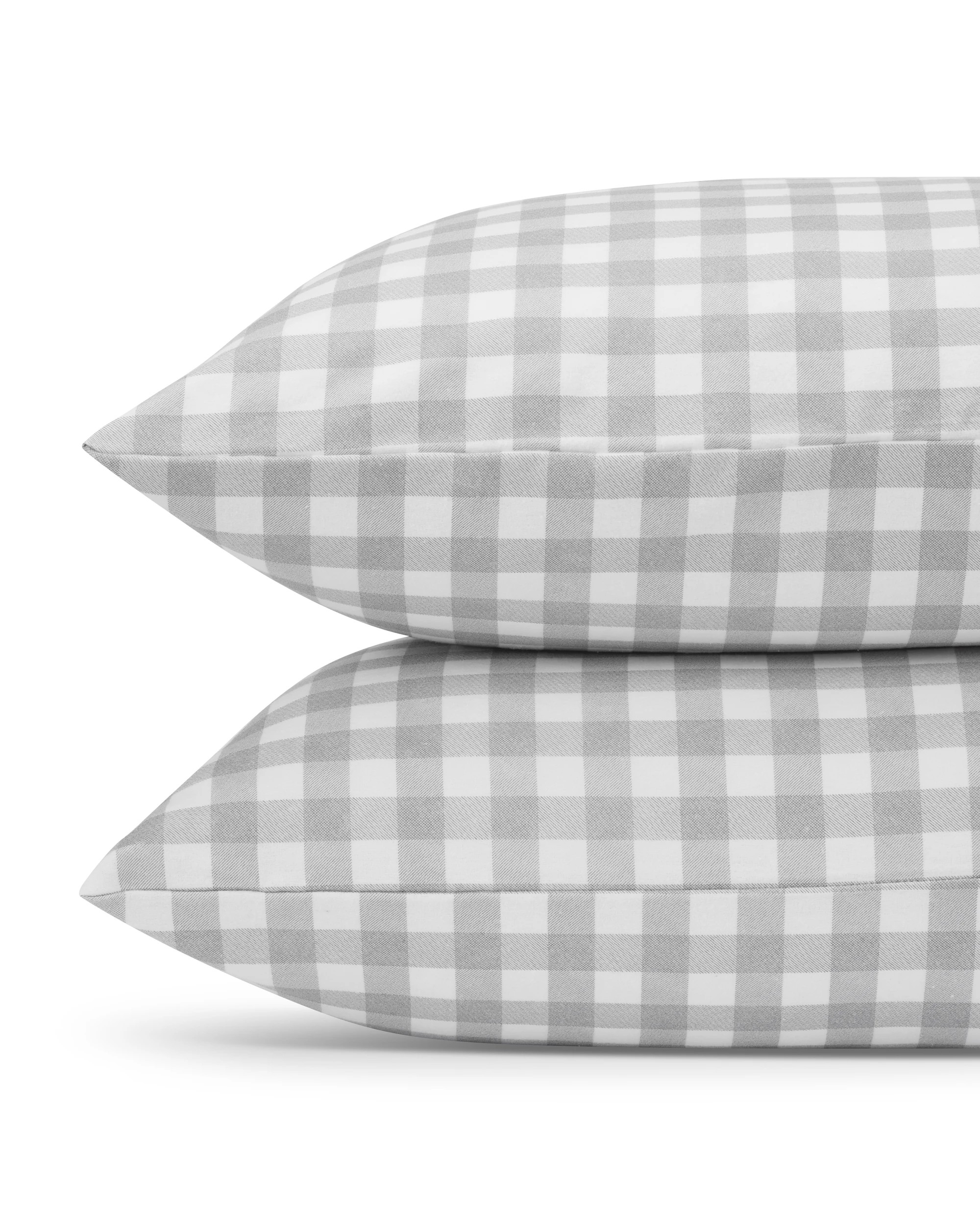 2 Gingham Cotton Flannelette Sheet Set - King Bed, Grey, 2 of 7