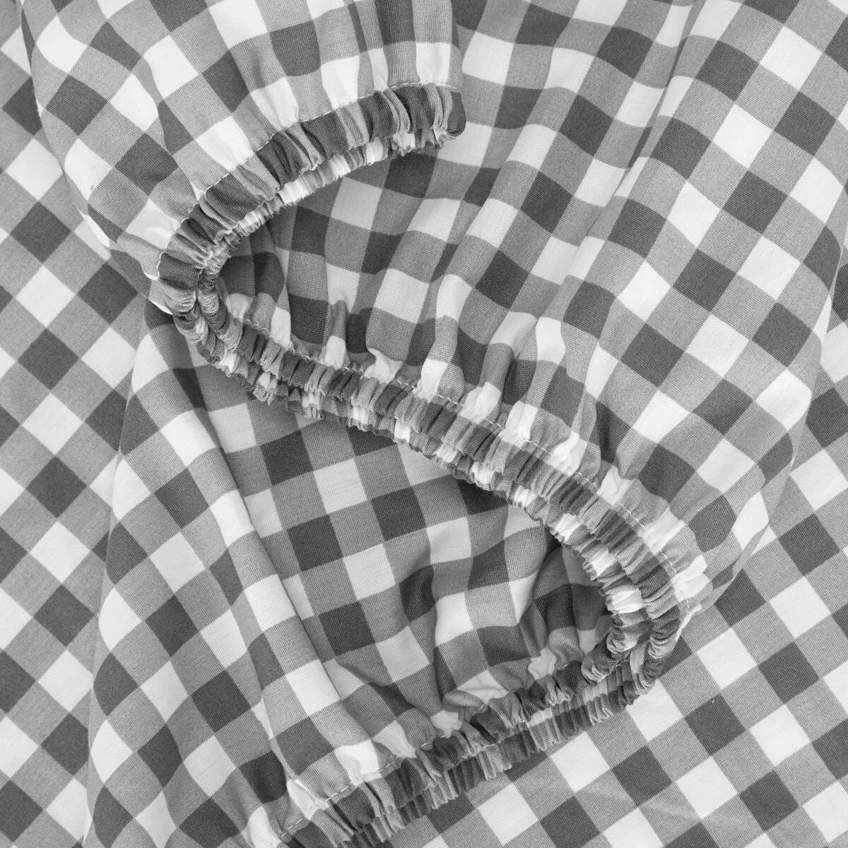 3 250 Thread Count Gingham Cotton Sheet Set - Queen Bed, Grey, 3 of 7