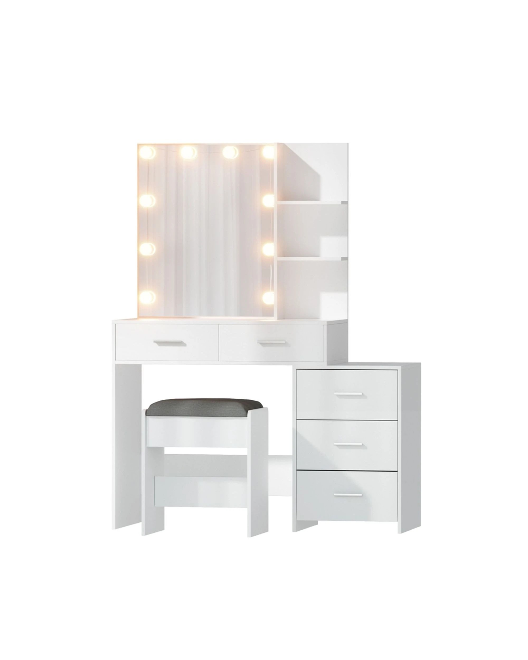 1 Artiss Dressing Table Set Stool 10 LED Bulbs  Dale - White, 1 of 8