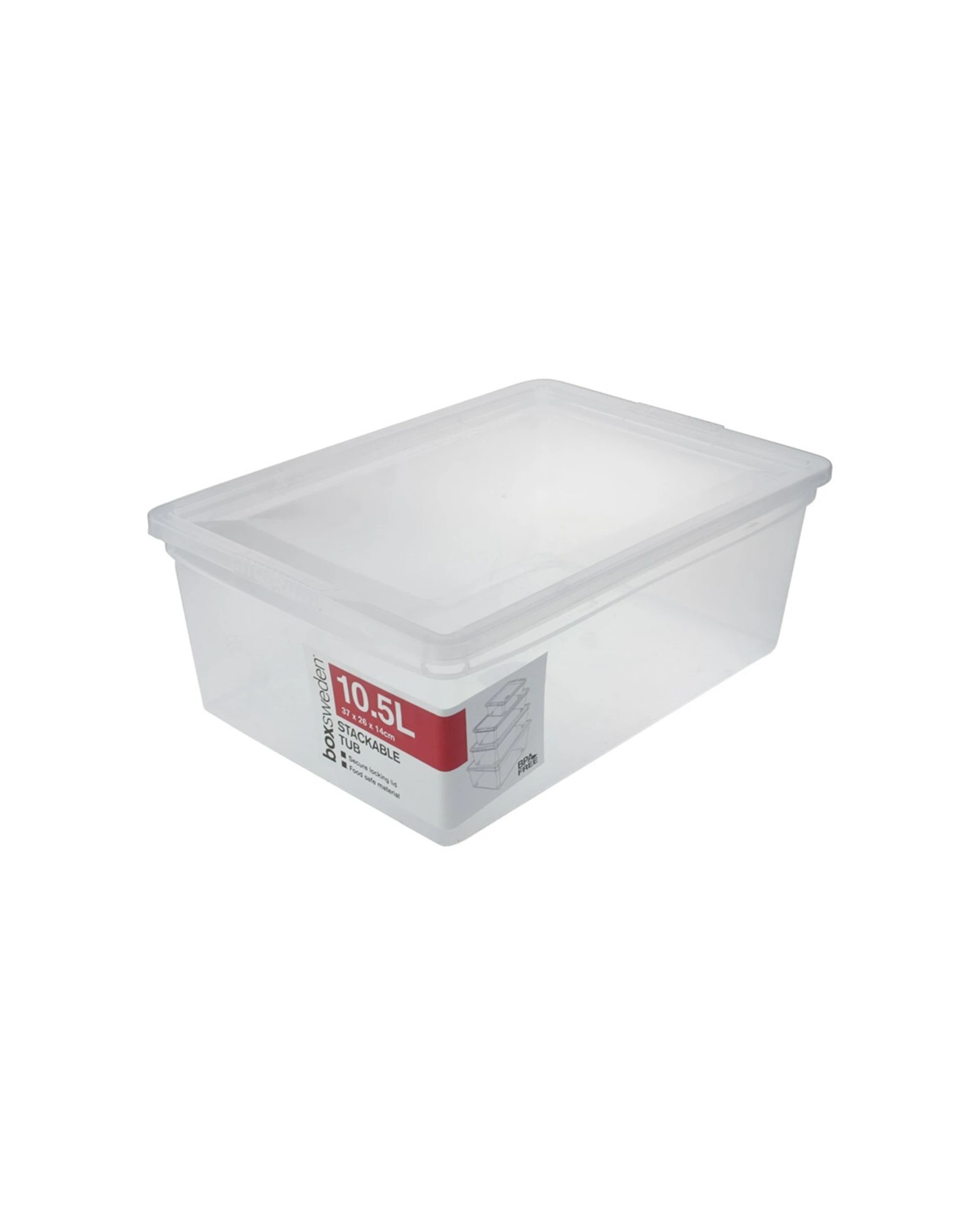 1 Boxsweden 10.5l Stackable Box Storage Container With Lid - Essentials 36cm X 26cm X 14cm
 - Clear, 1 of 3