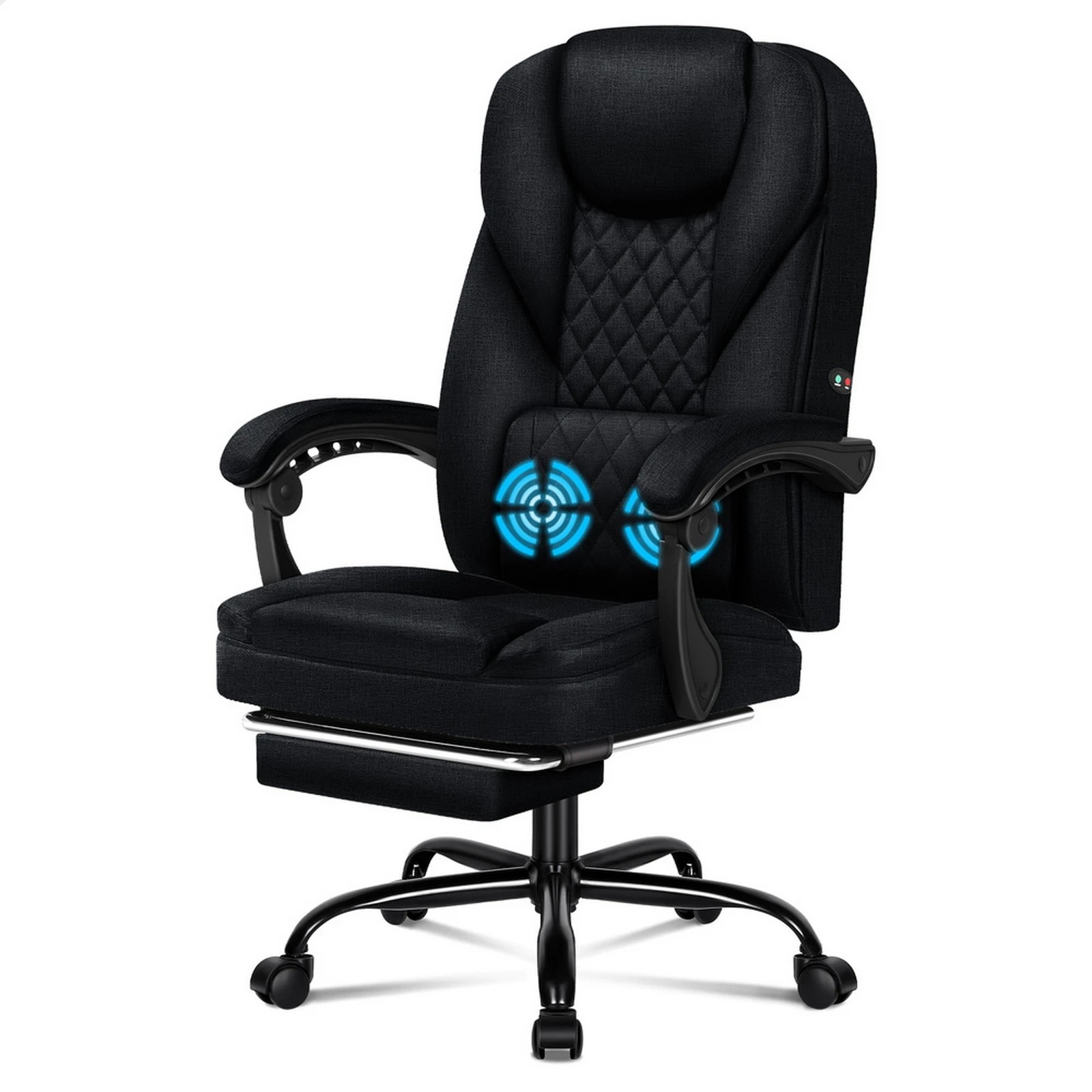 1 Alfordson Massage Office Chair Executive Recliner Gaming Computer Fabric Seat - Black, 1 of 10