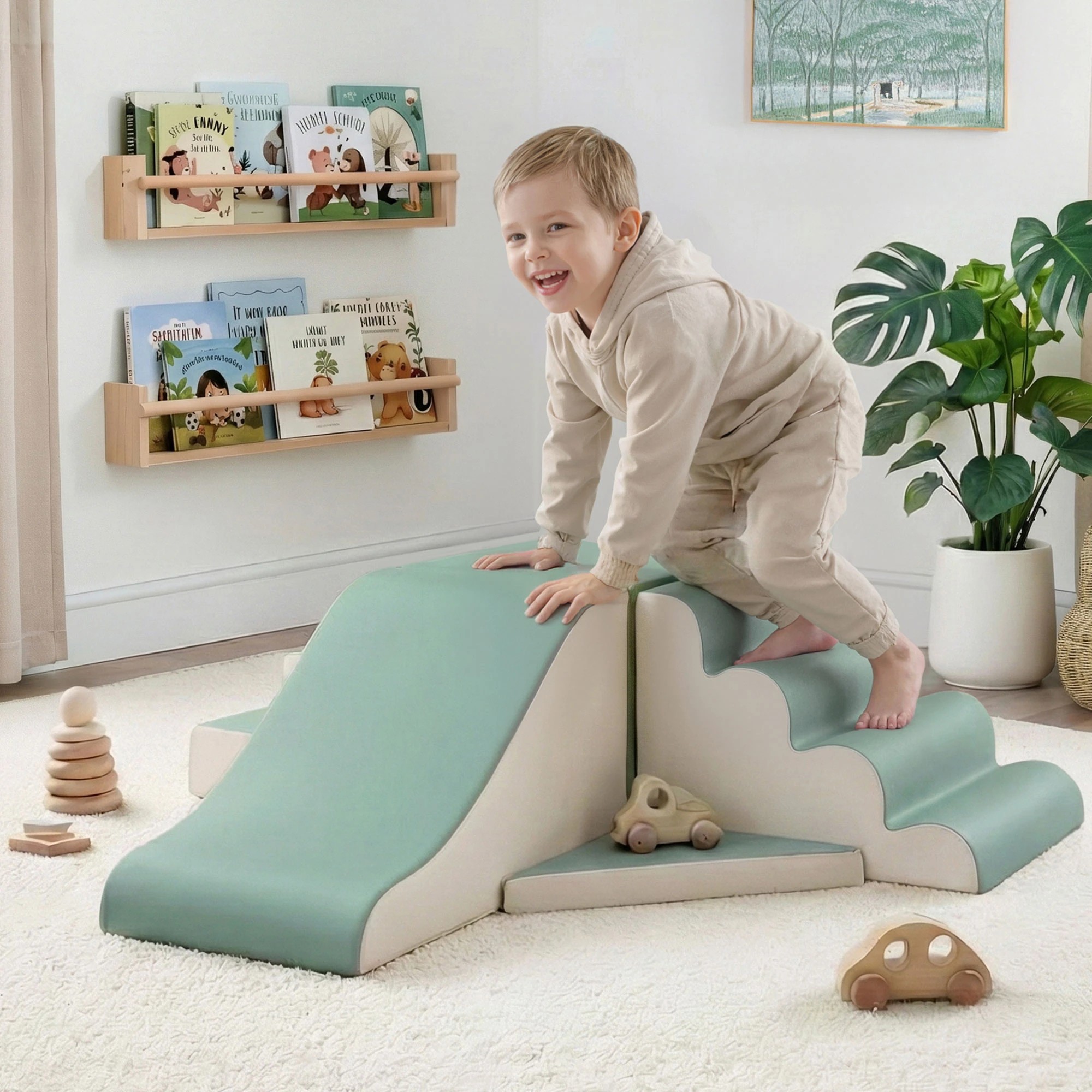 4 Keezi 4-Piece Kids Foam Play Set Climbing Blocks Soft Indoor Toy Rocker - Multi, 4 of 4