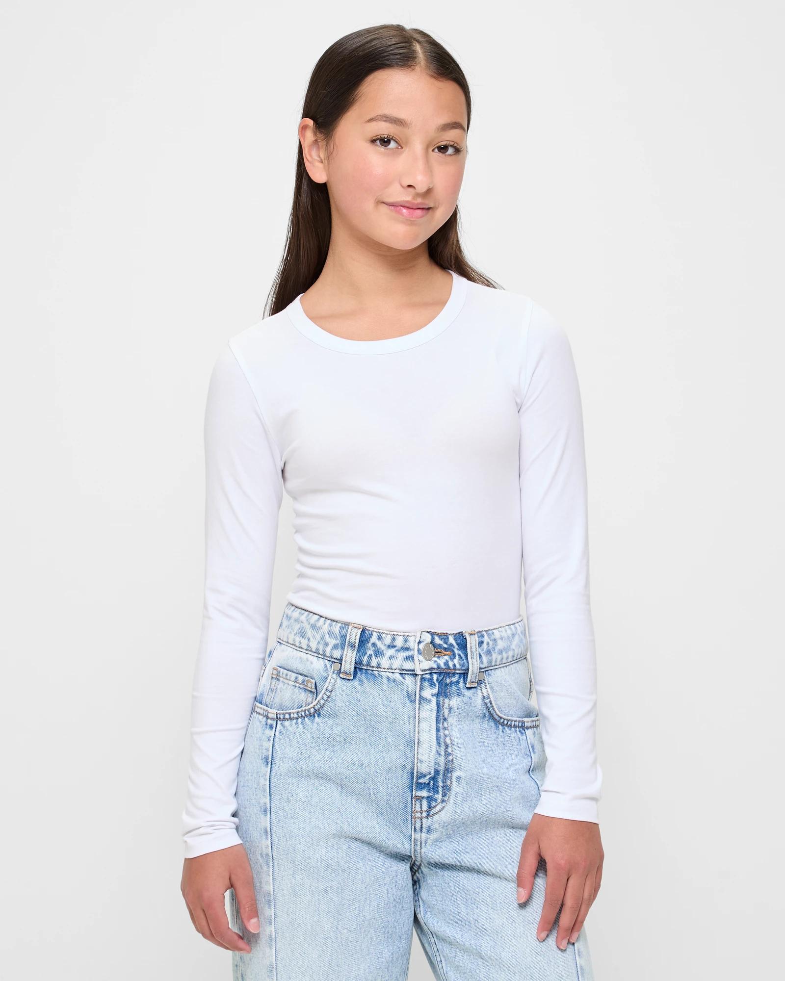 1 Target Kids Australian Cotton Long Sleeve Top WHITE, 1 of 7