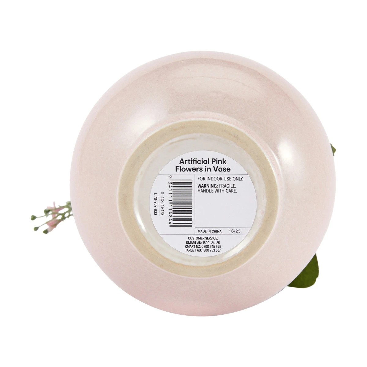 3 Artificial Pink Flowers in Vase, 3 of 3