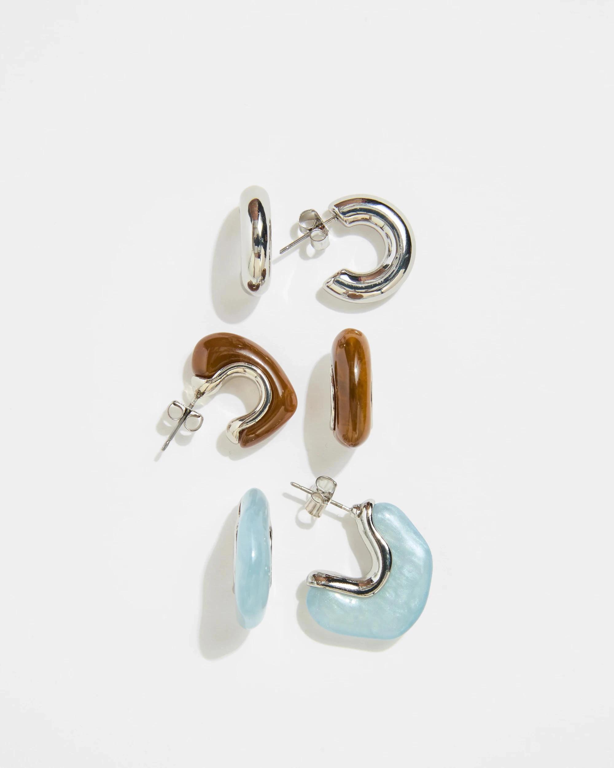 1 Target 3 Pack Chunky Resin Hoop Earrings OCEAN, 1 of 1