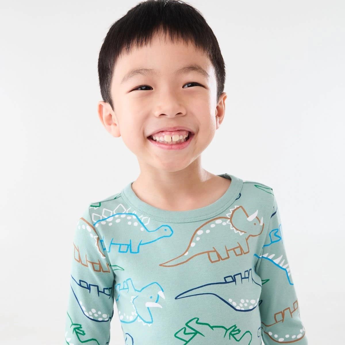 3 Rib Pyjama Set Blu Dino, 3 of 8
