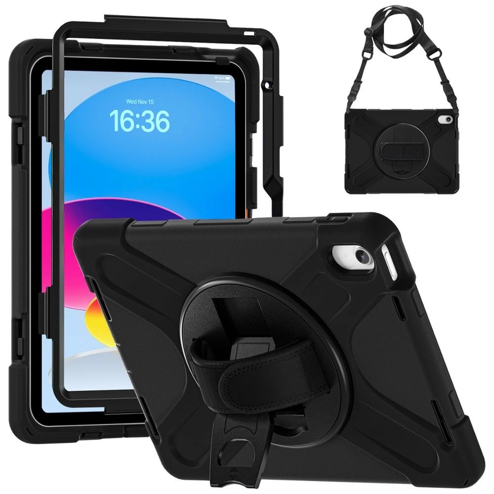 1 J.Burrows Rugged Case iPad A16/10th Gen 10.9" Black w strap, 1 of 8