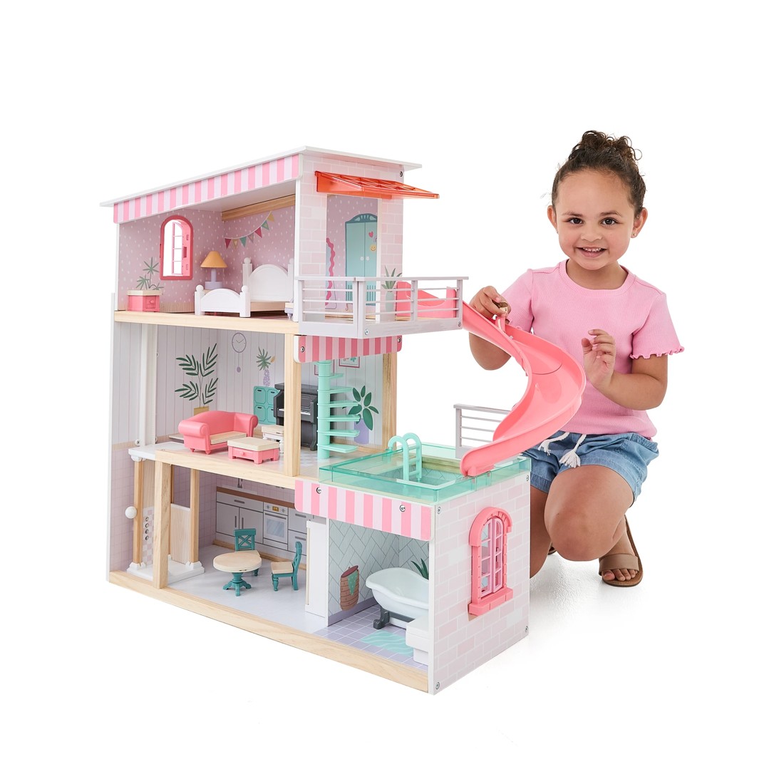 2 17 Piece Wooden Dollhouse Set, 2 of 10