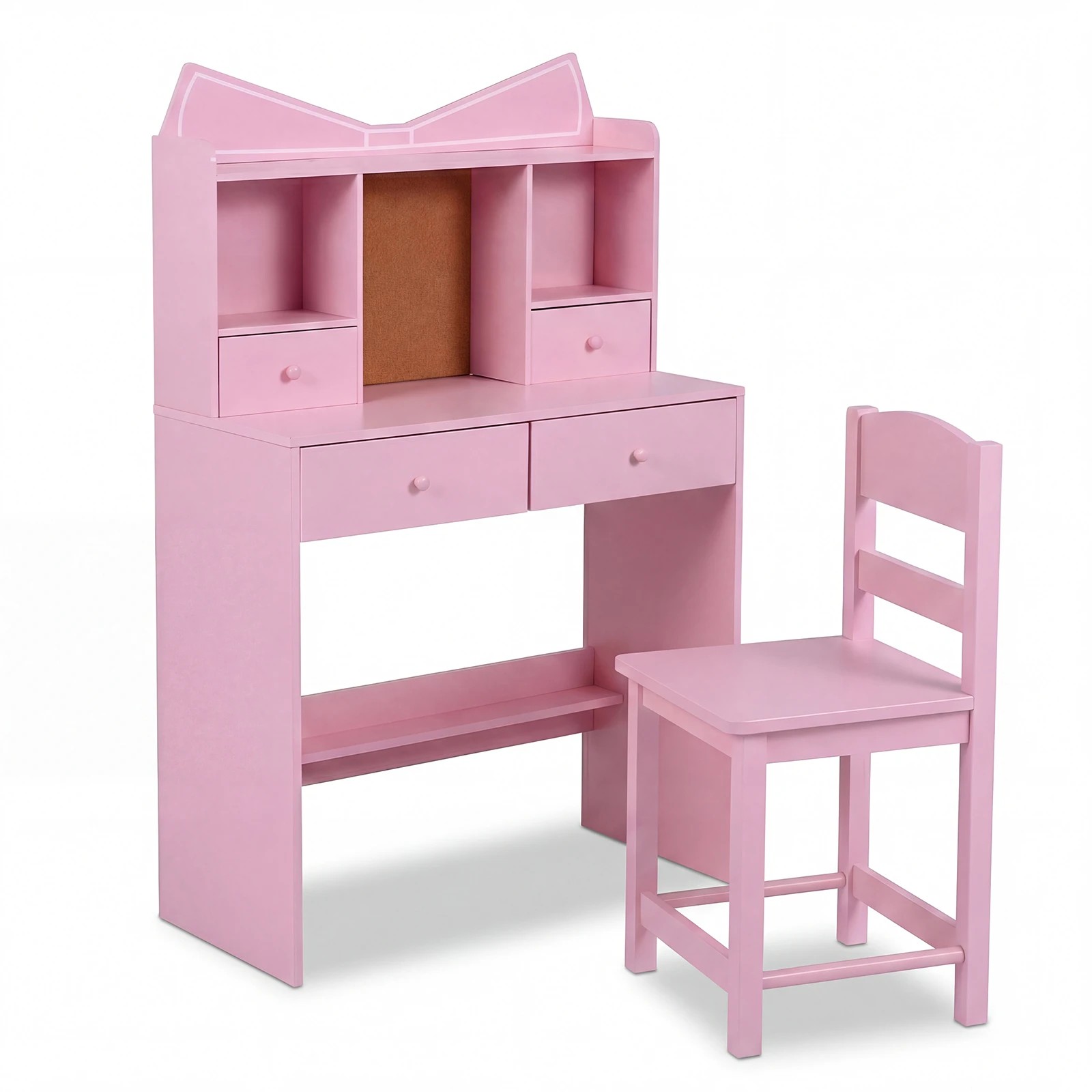 1 Costway Wood Study Desk Chair Set Writing Table - Pink, 1 of 4