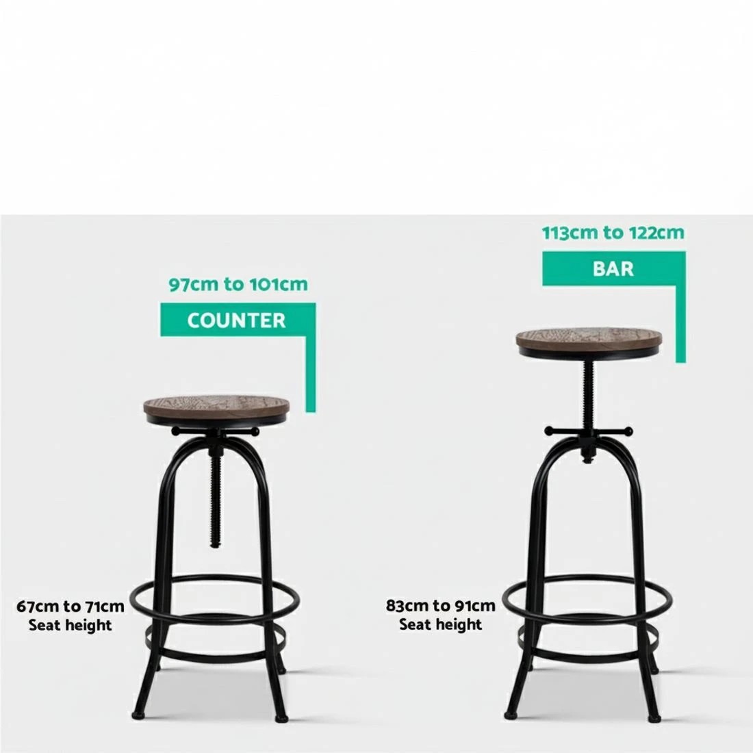 5 Artiss 2x Bar Stools Adjustable Wood - Black, 5 of 6
