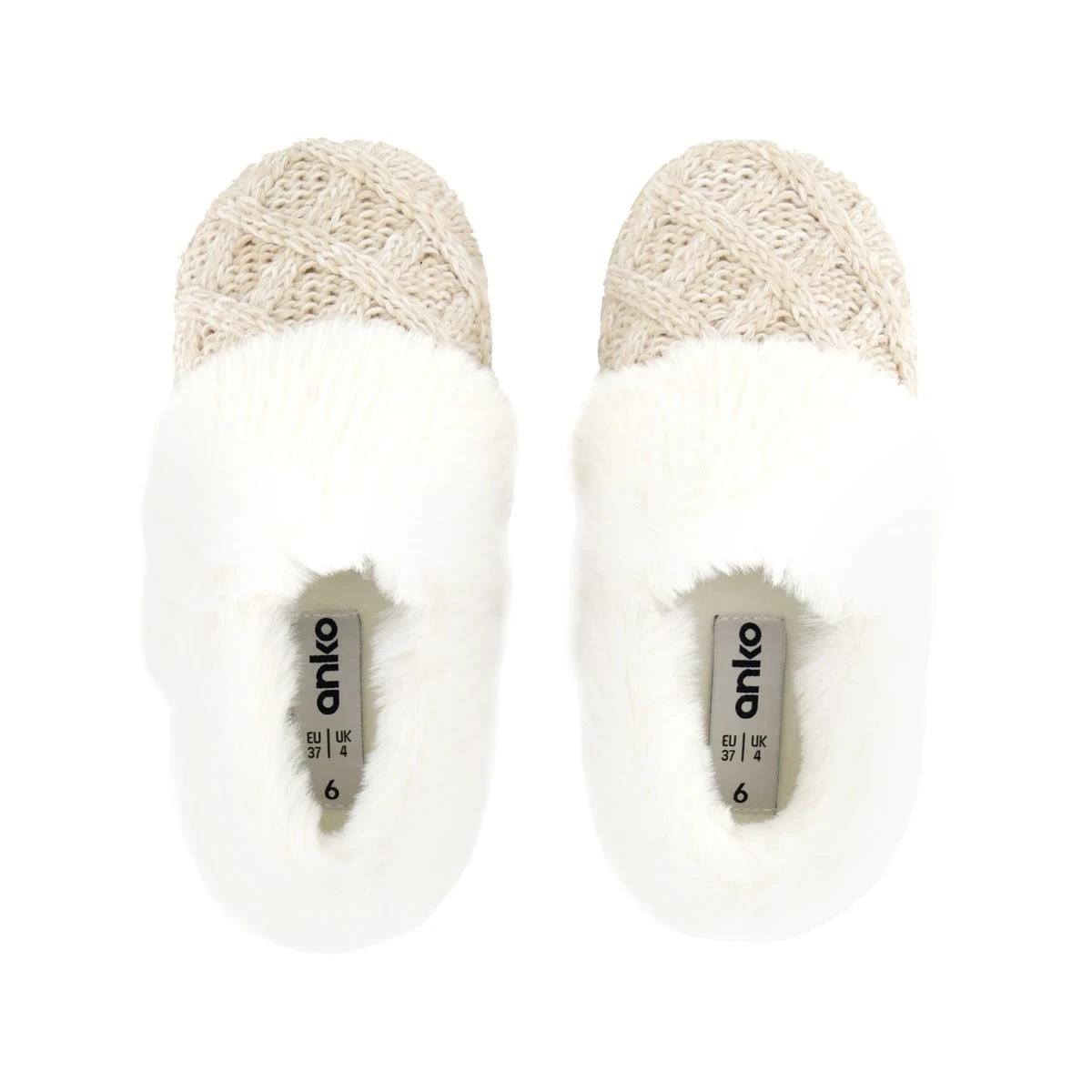 2 Elevated Midi Faux Fur Slippers Oatmeal, 2 of 3