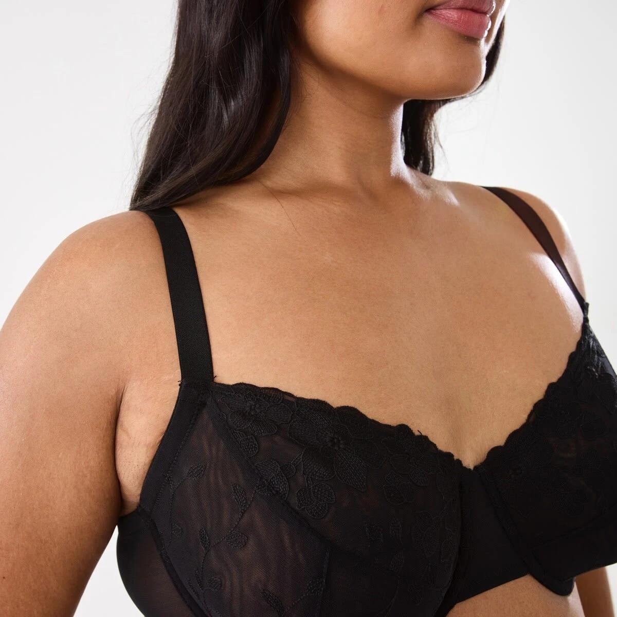 5 Full Figure Soft Cup Mesh Underwire Bra BLACK, 5 of 5