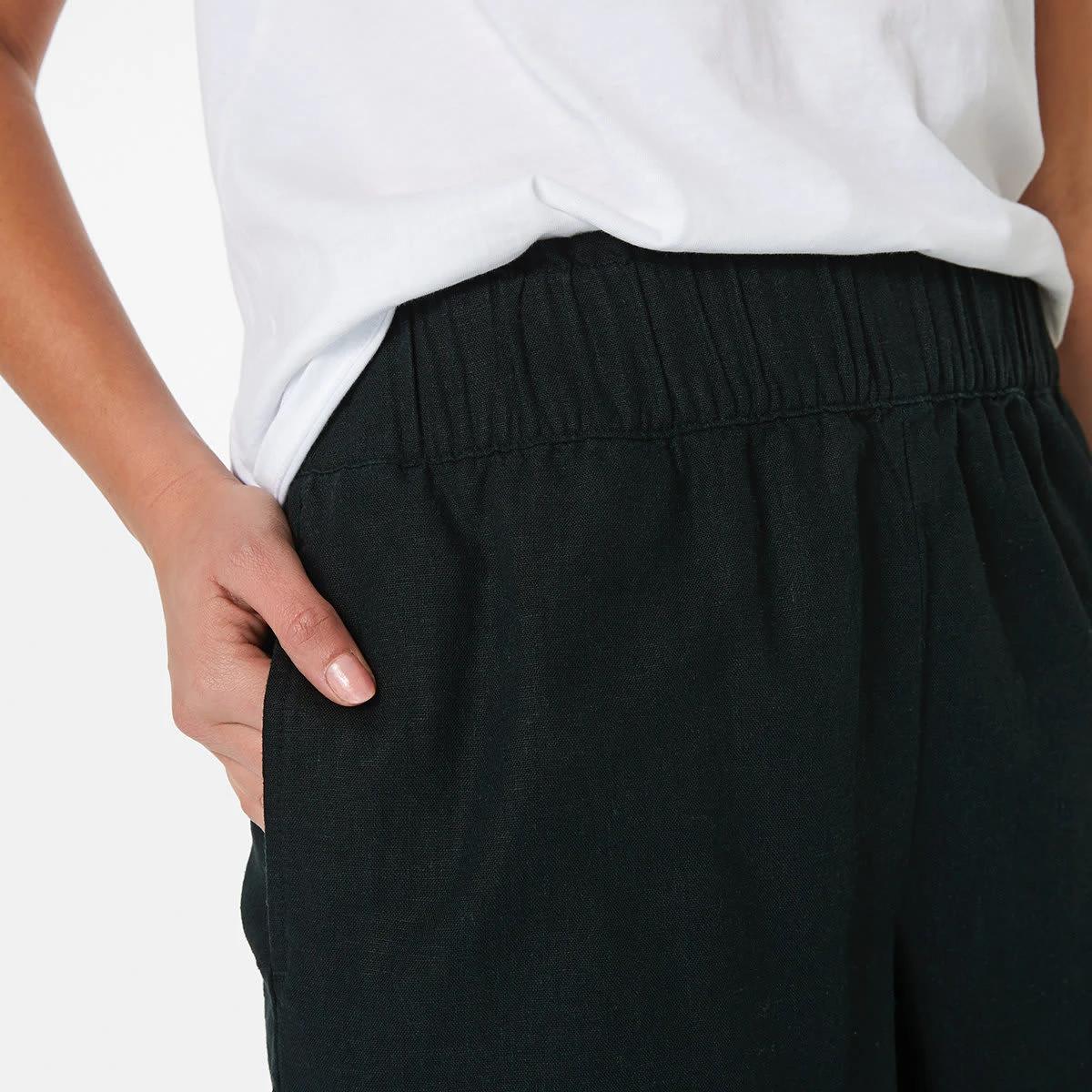 4 Linen Blend Pull On Shorts Black, 4 of 5
