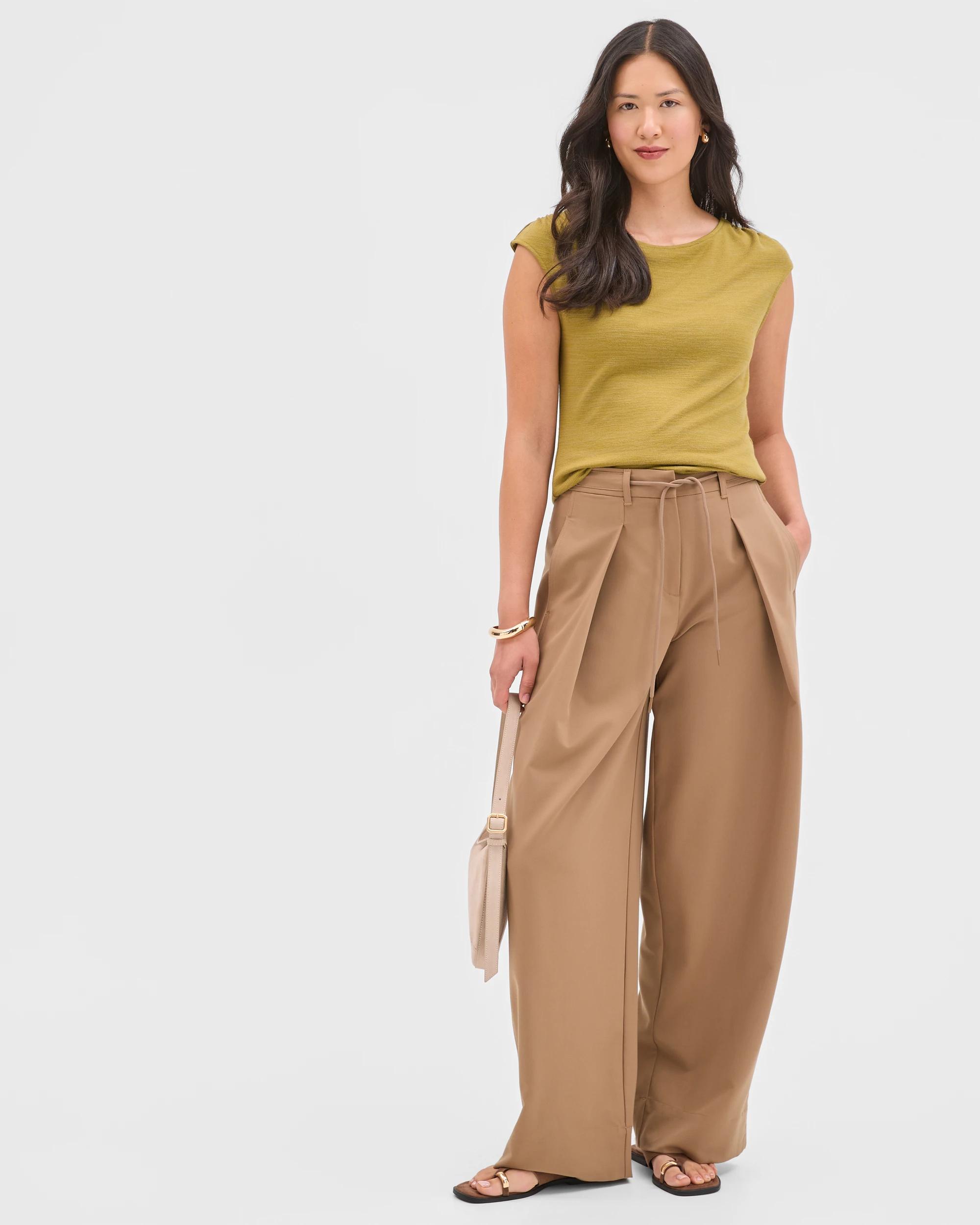 1 Preview Sleeveless Drape Tank Top OLIVE GREEN, 1 of 6