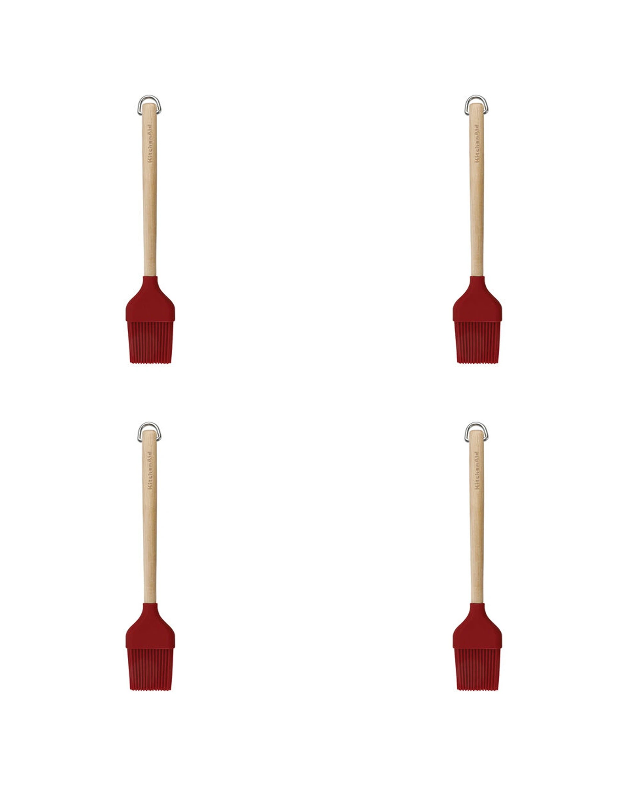 1 KitchenAid Birchwood Handle Pastry Brush 4PK Silicone Head Kitchen Utensil - Red, 1 of 6
