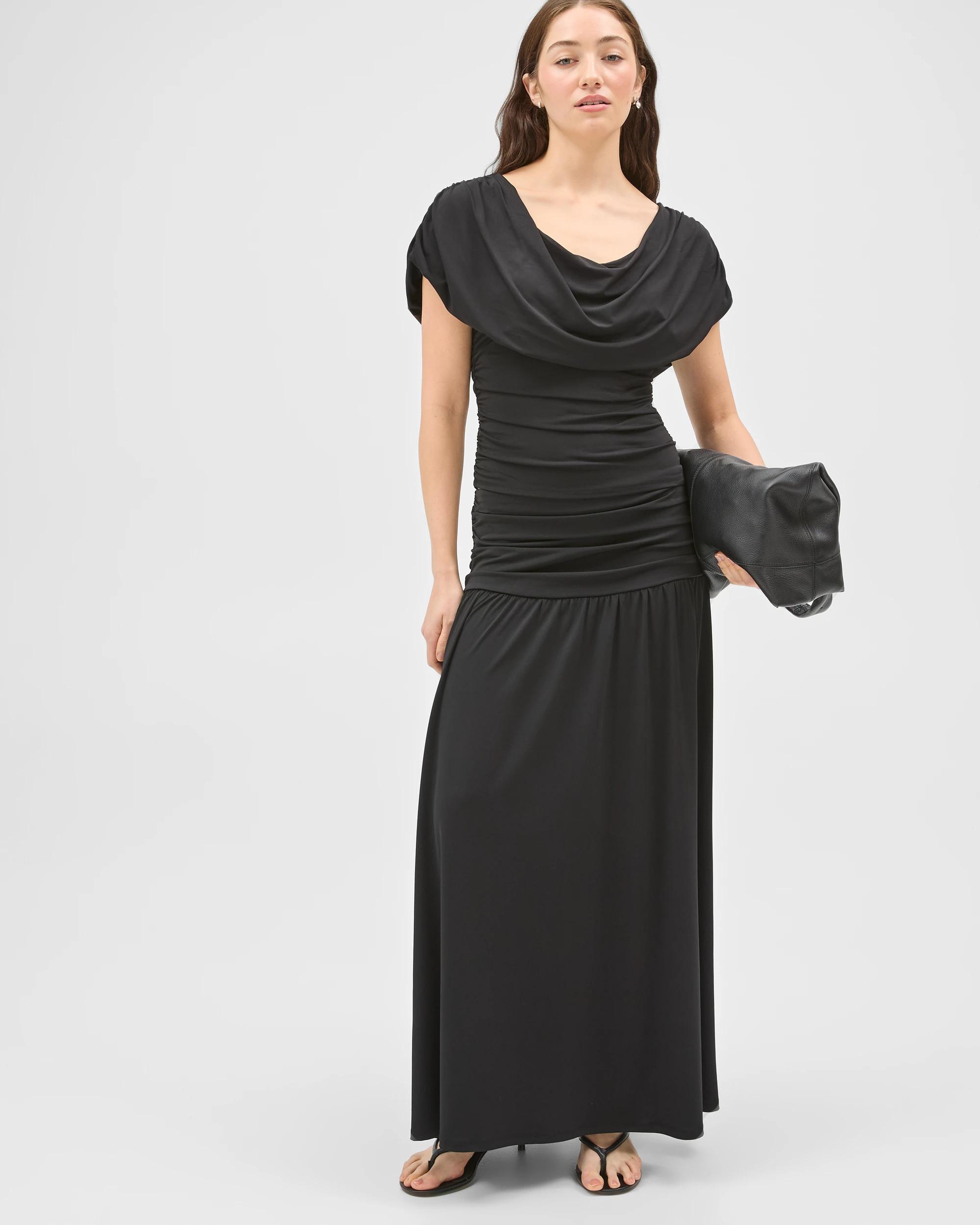 2 Lily Loves Drape Maxi Skirt BLACK, 2 of 7