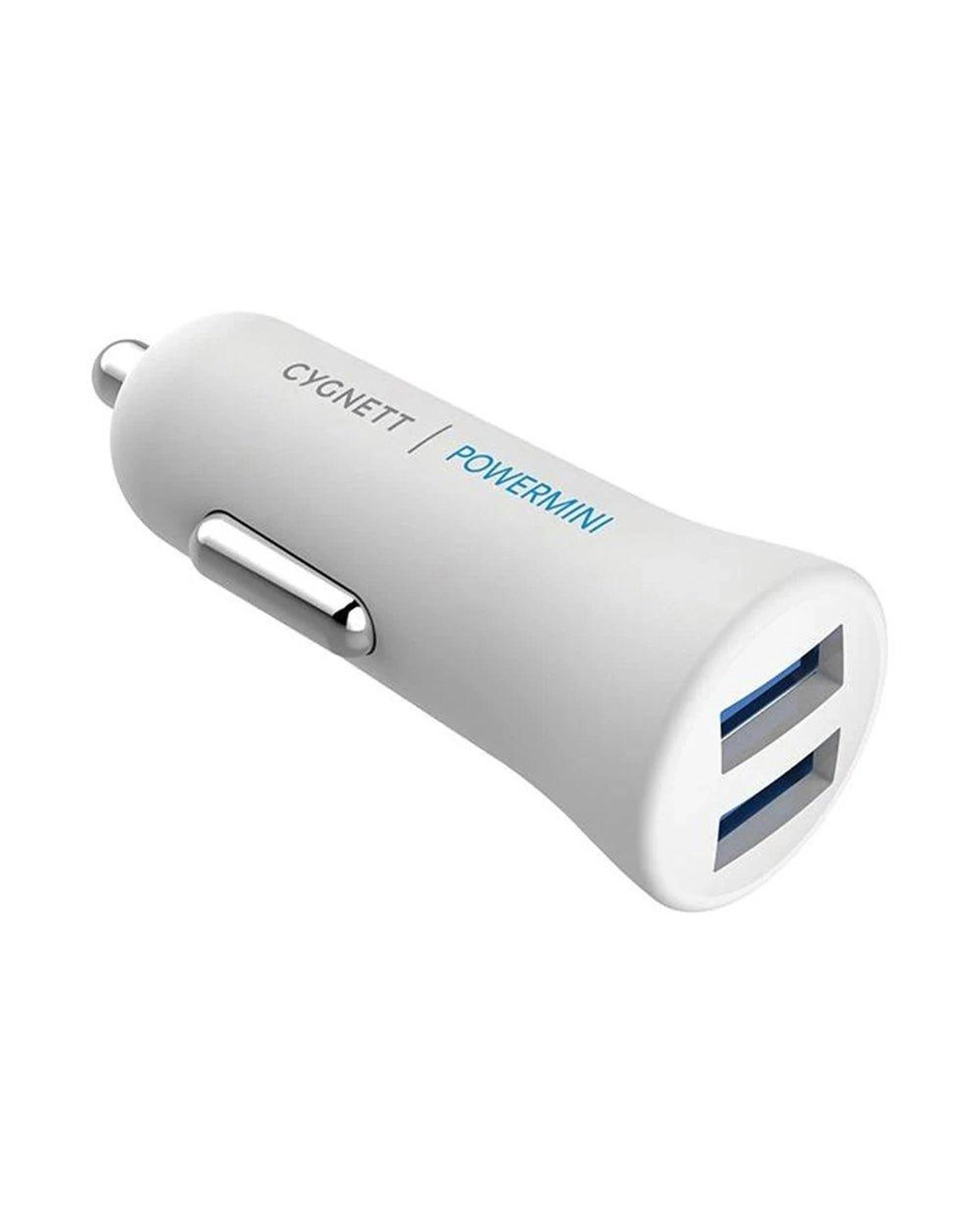 1 Cygnett CY1993PAPM2 PowerMini White 2.4A Dual USB Car Charger - White, 1 of 2