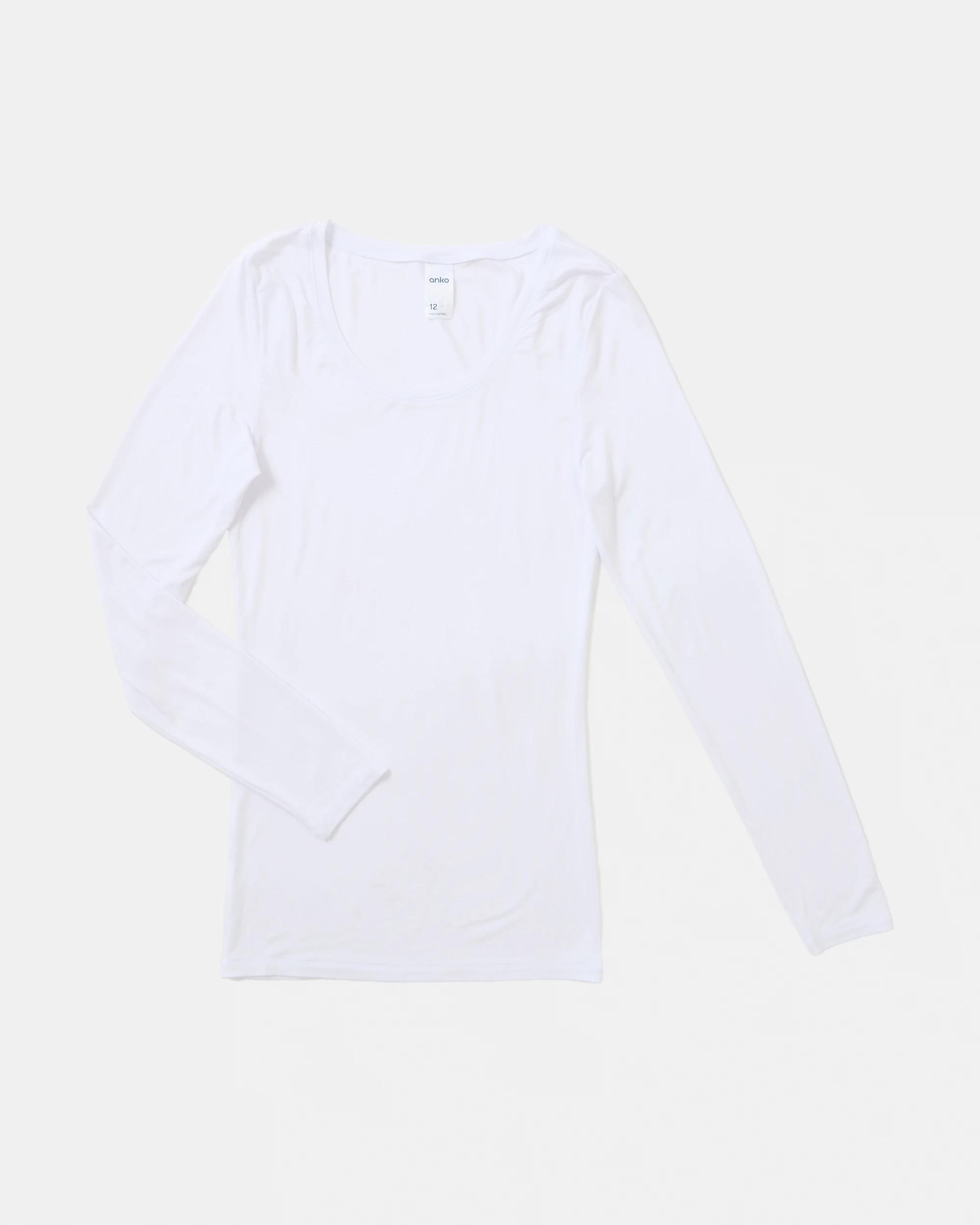 1 Bamboo Long Sleeve Top White, 1 of 4