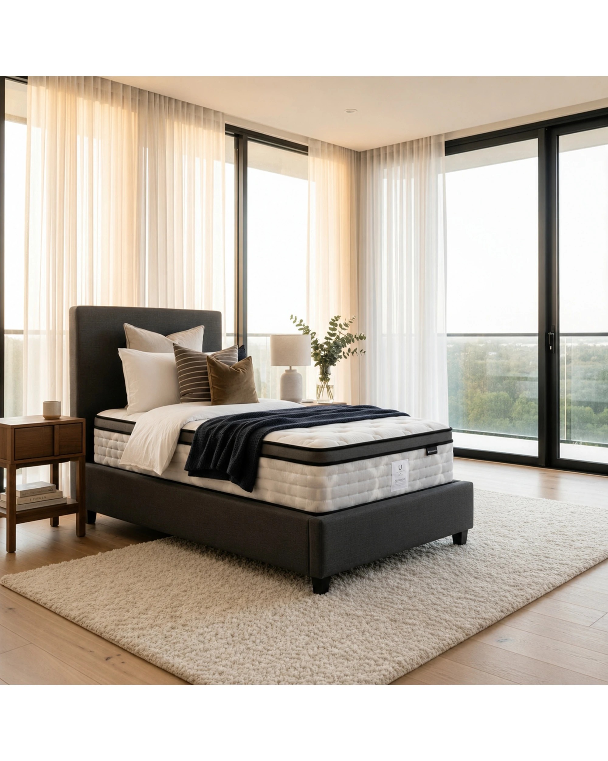 1 Stafford & Mason Santorini Plush Australian Made Mattress 5-Zone Pocket Spring - Single Extra Long - White, 1 of 7