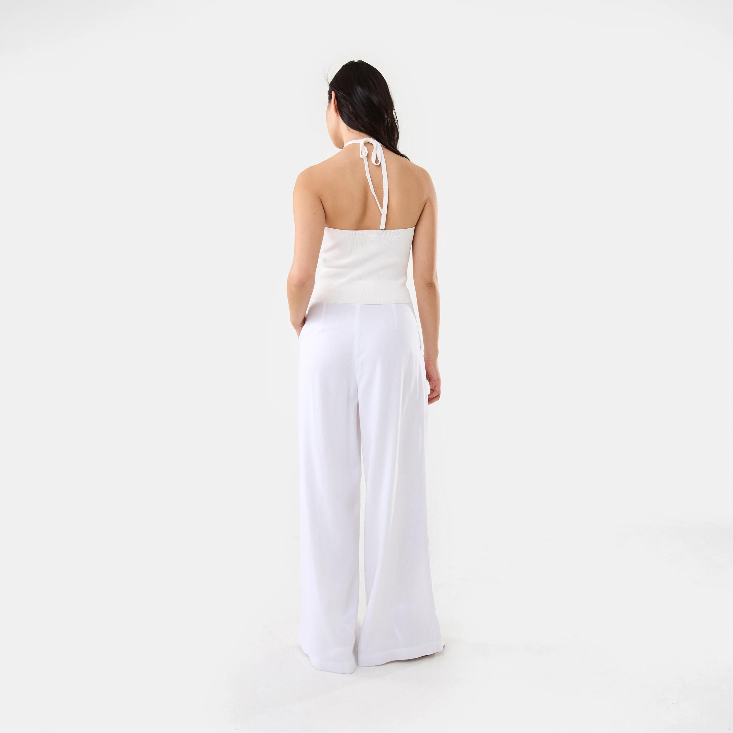 6 Linen Blend Palazzo Pants White, 6 of 8
