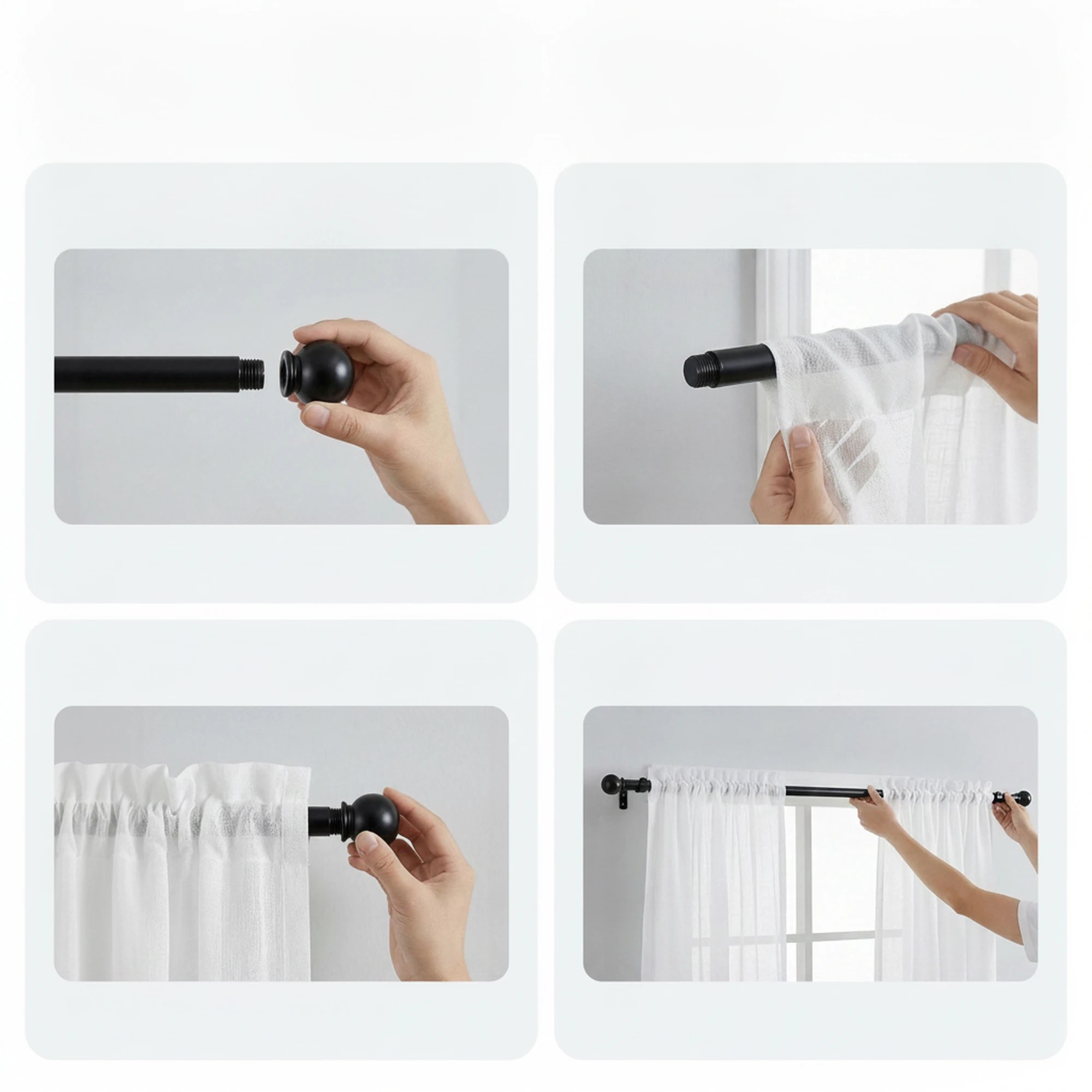 9 Artiss Blockout Curtains 2X 132x213cm Light Filtering Window Drapes Rod - White, 9 of 10