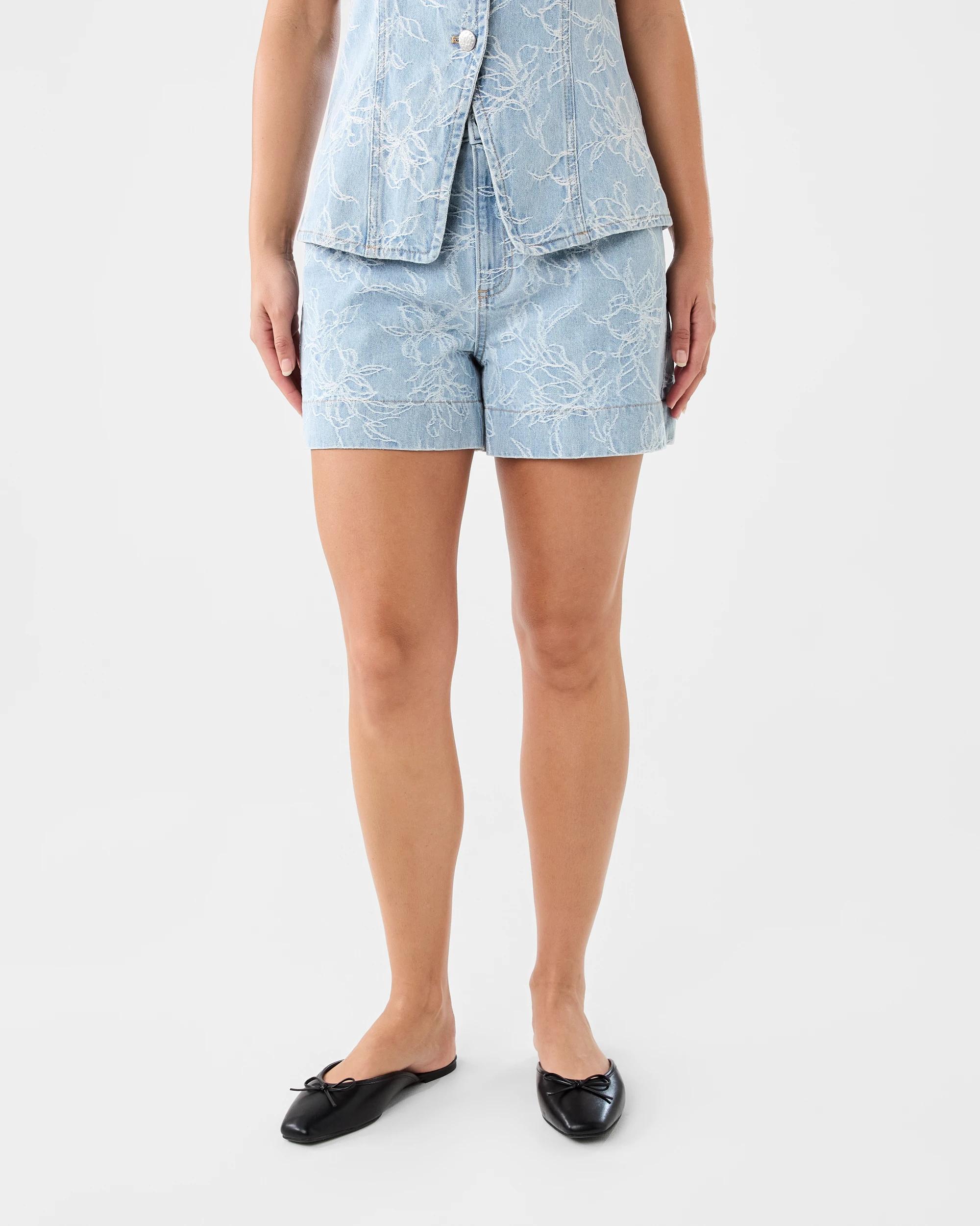 8 Jacquard Denim Shorts Flrl Denim, 8 of 9