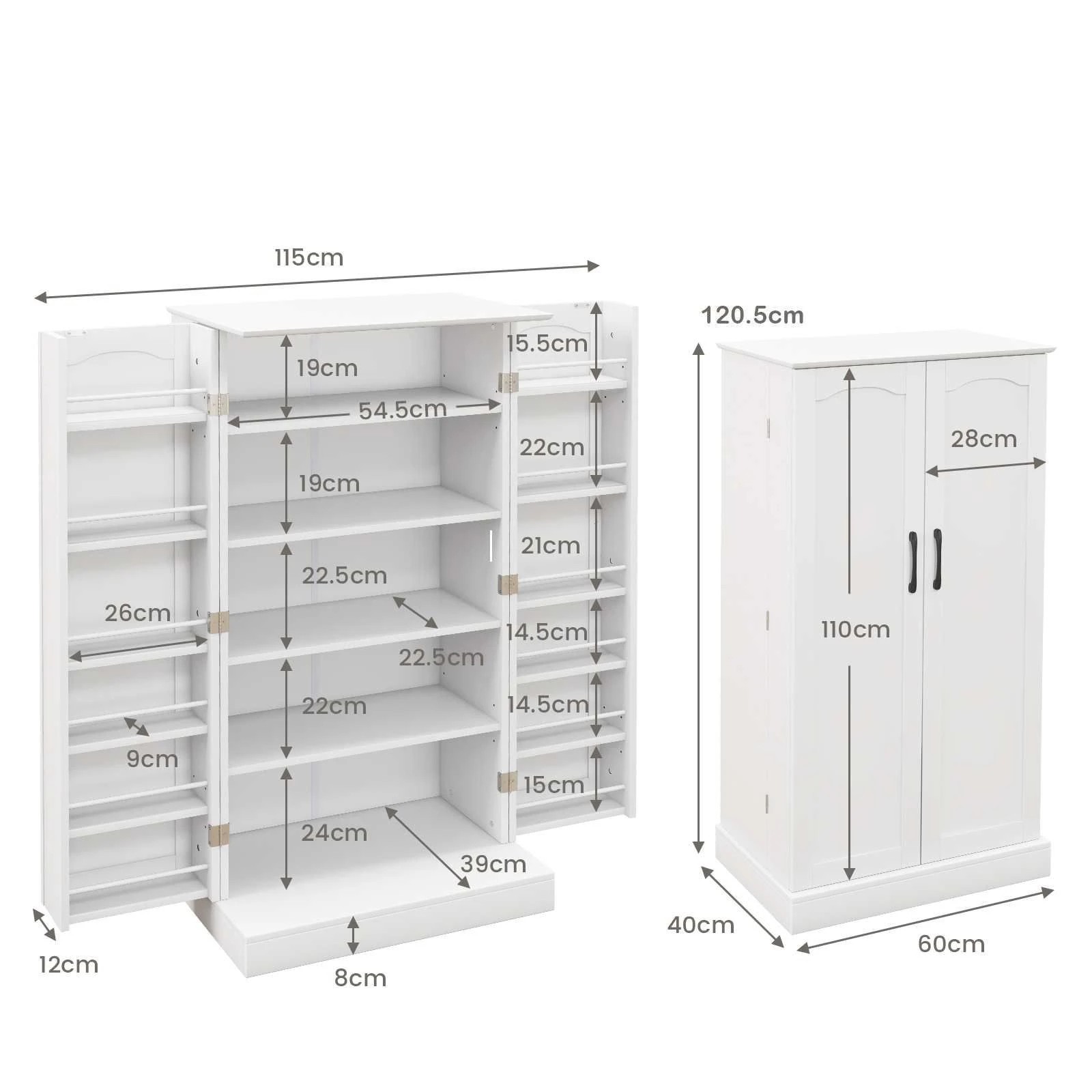 4 Costway 2 Doors Buffet Cabinet w/17 Shelves, 4 of 5