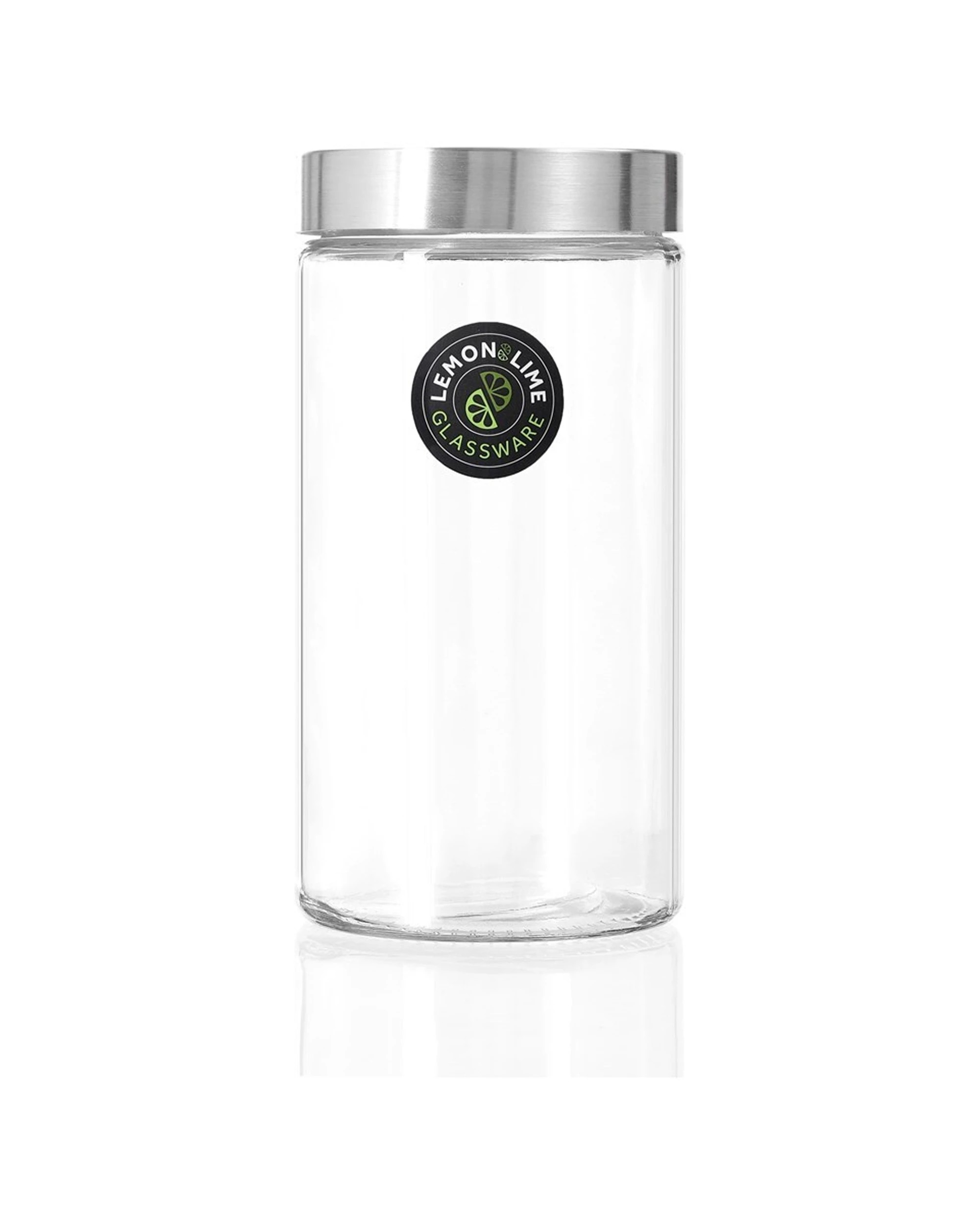 1 Lemon & Lime Alto 1.7l Glass Jar 22cm Stainless Steel Lid Home Kitchen Storage
 - Clear, 1 of 3