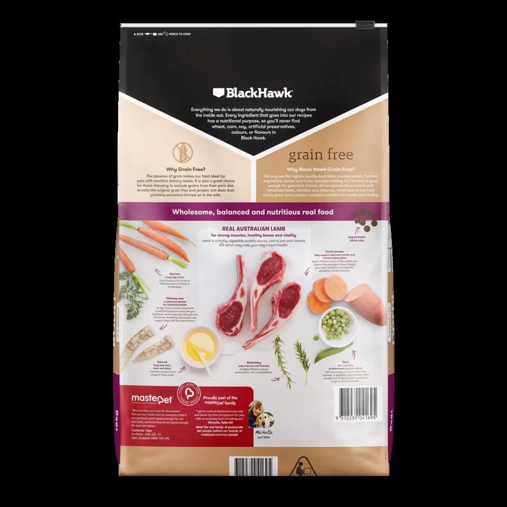 2 Black Hawk Adult All Breeds Grain Free Dog Food Lamb 7kg, 2 of 2