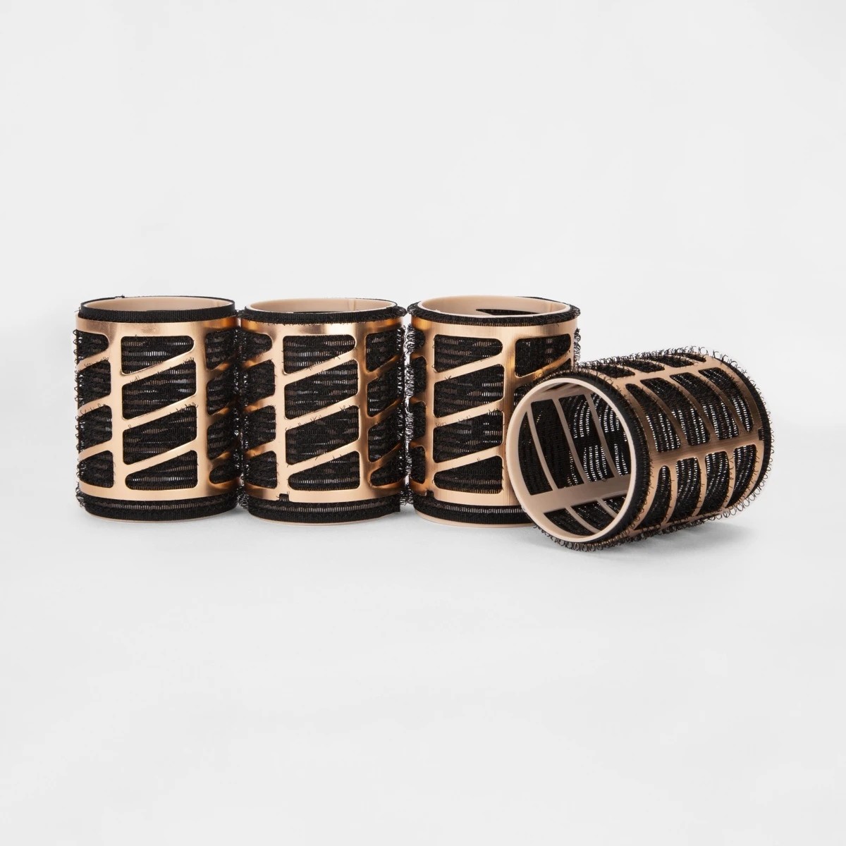 2 4 Pack Thermal Blow Dry Rollers - Large, Black and Gold Look, 2 of 5