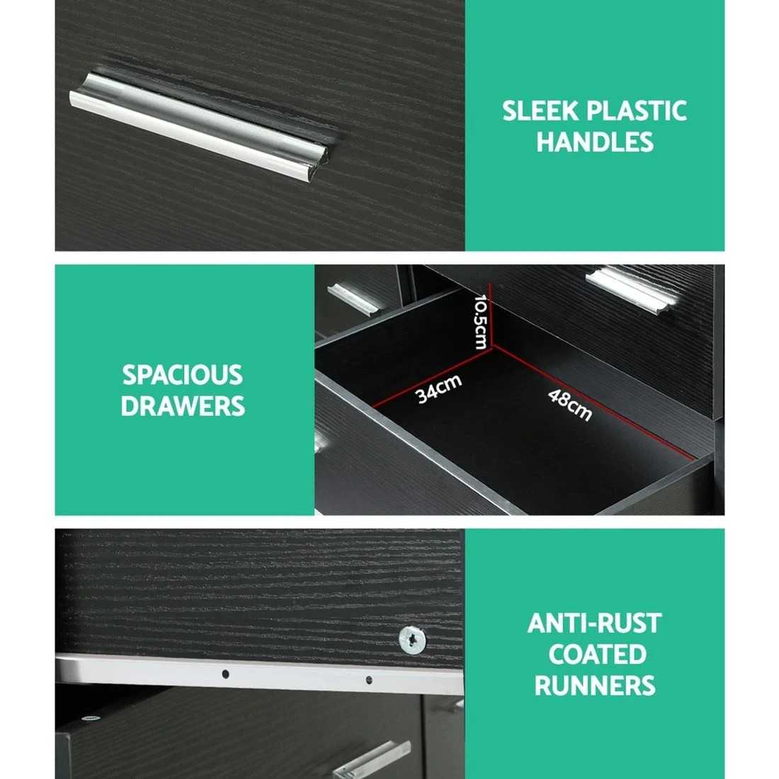 8 Artiss 6 Chest of Drawers - Black, 8 of 8