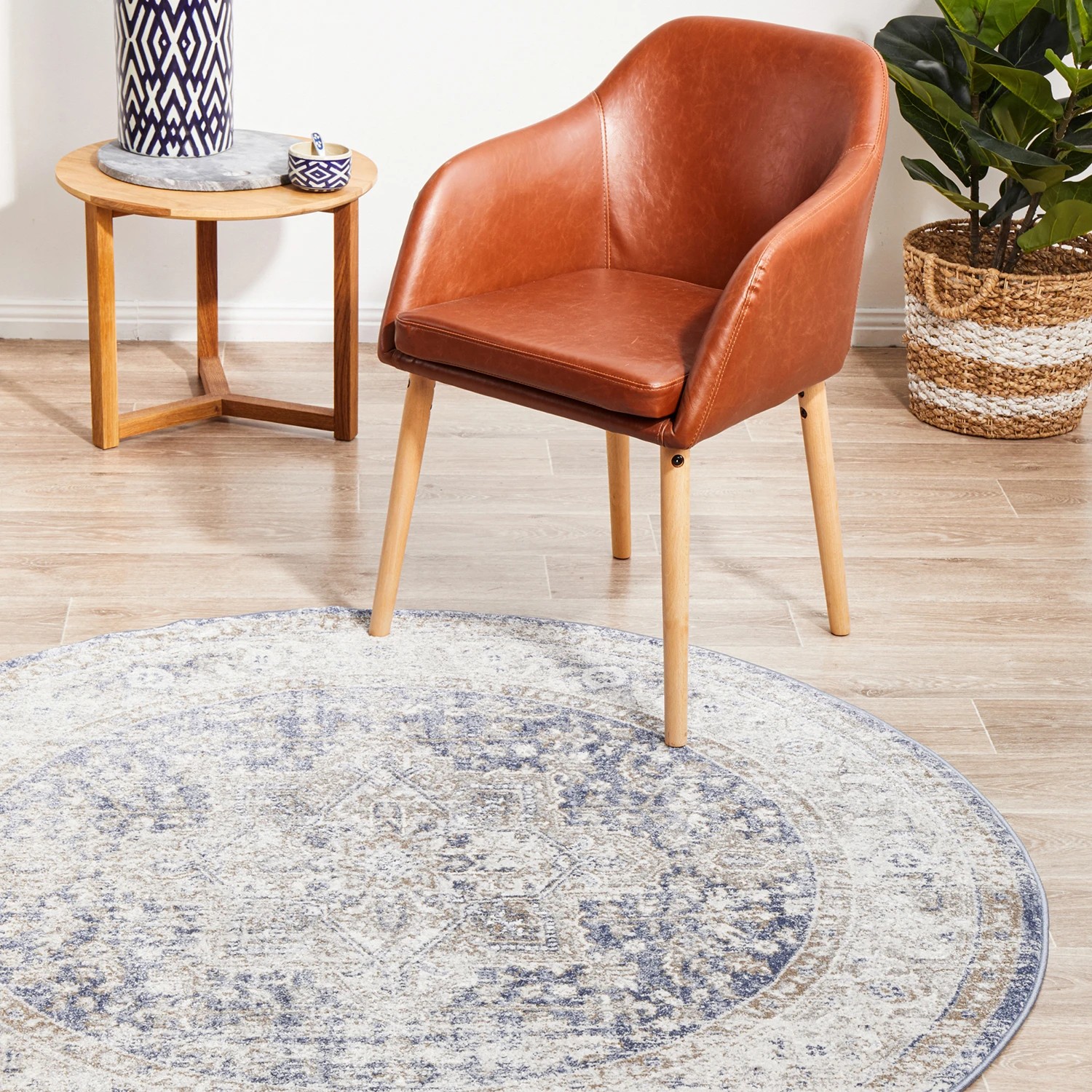 4 Common Ground Rugs Elite Hugo 240x240cm - Large Round Power Loomed Pet Friendly Rug - Blue, 4 of 9
