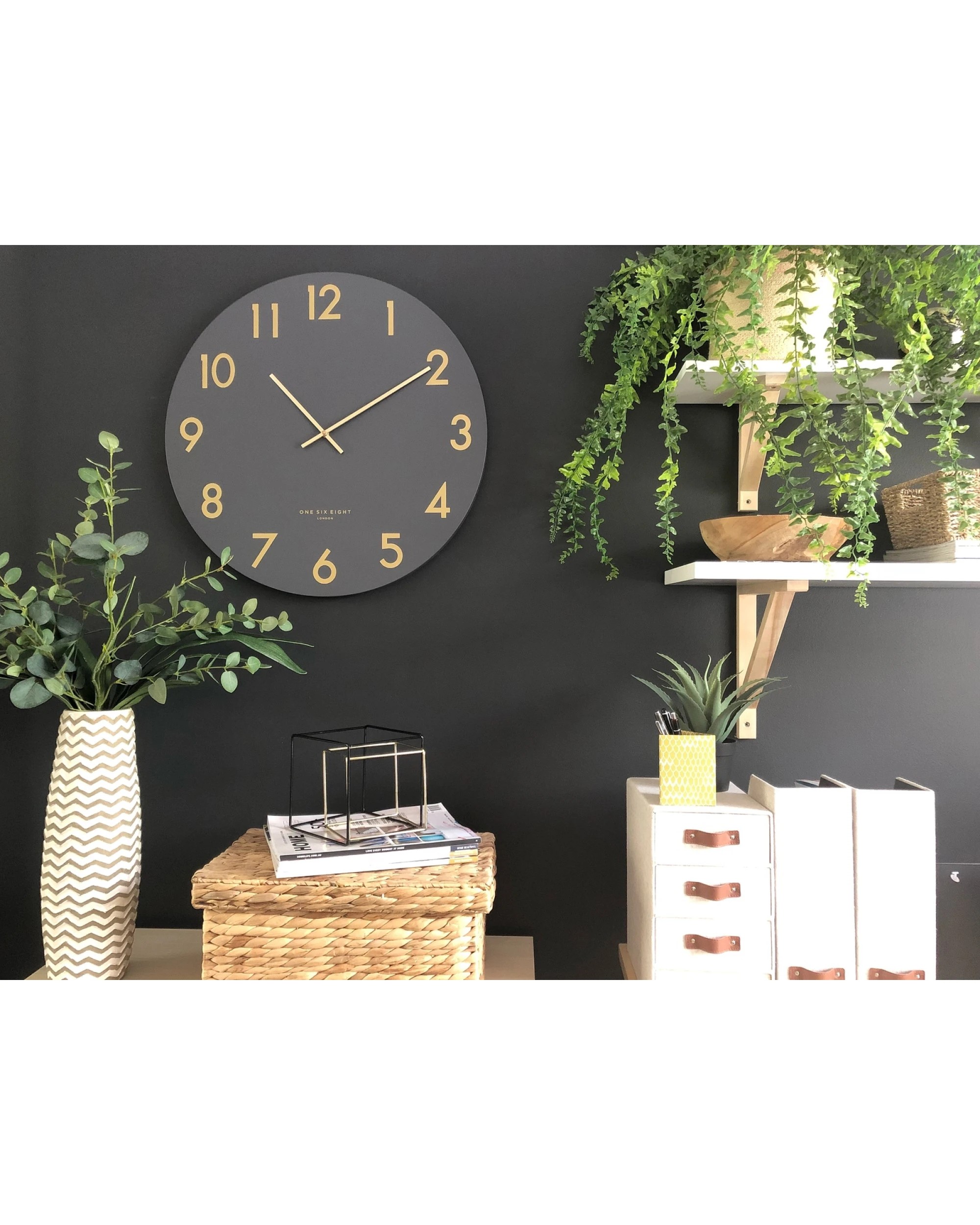 4 One Six Eight London Jones Silent Wall Clock - 40cm - Charcoal - Black, 4 of 5