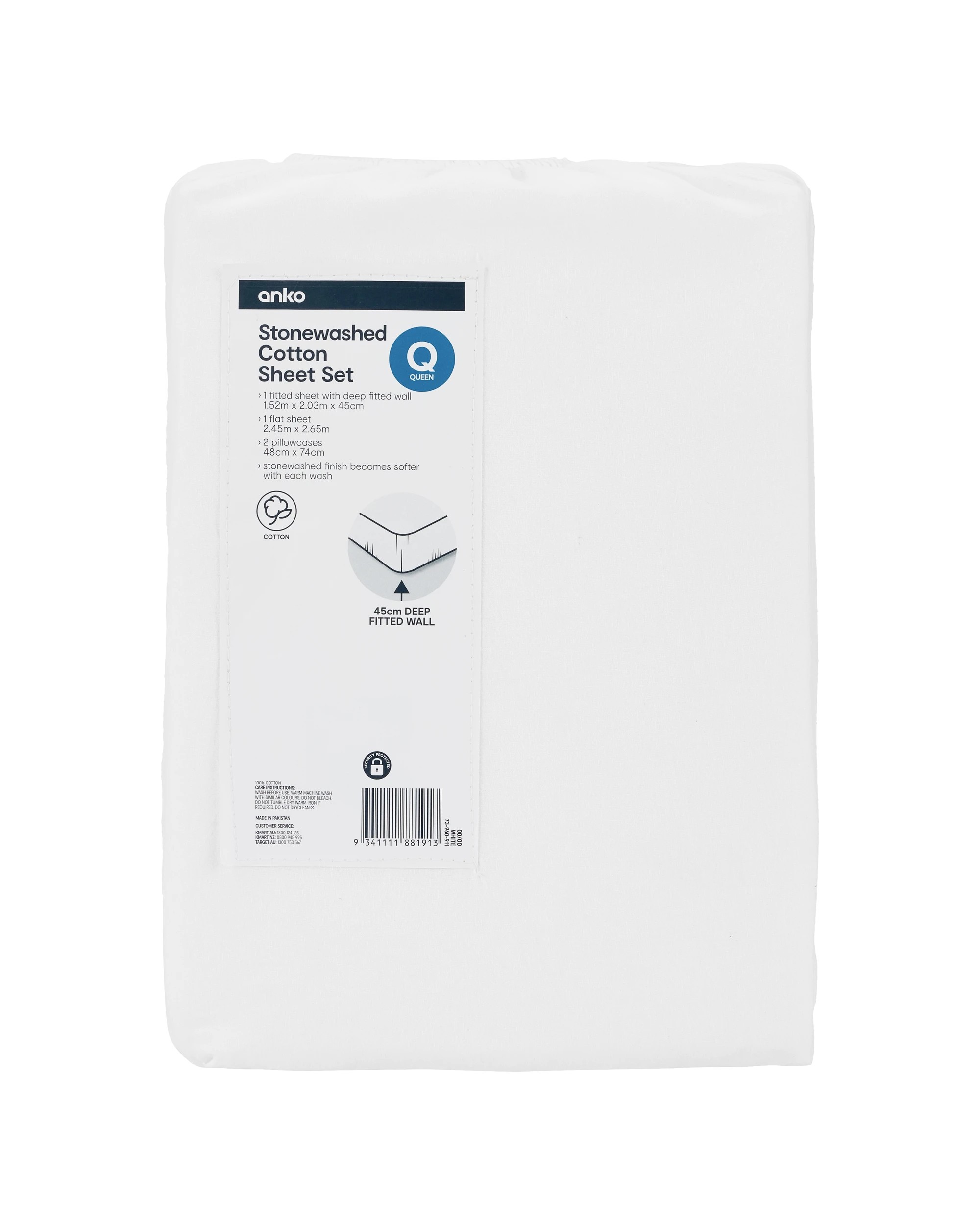 5 Stonewashed Cotton Sheet Set - Queen Bed, White, 5 of 6