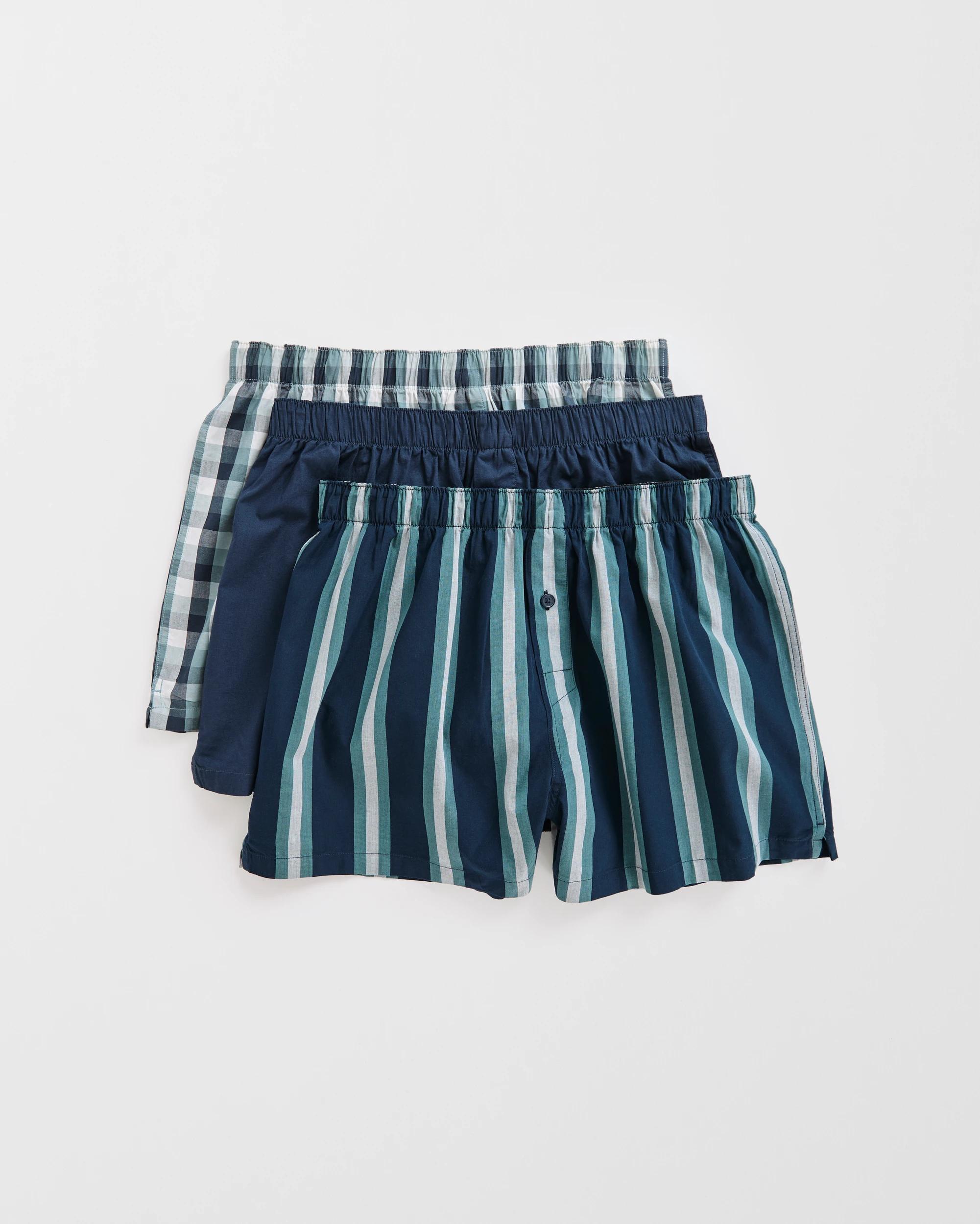 1 Maxx 3 Pack Woven Boxer Shorts NAVY STRIPE, 1 of 4