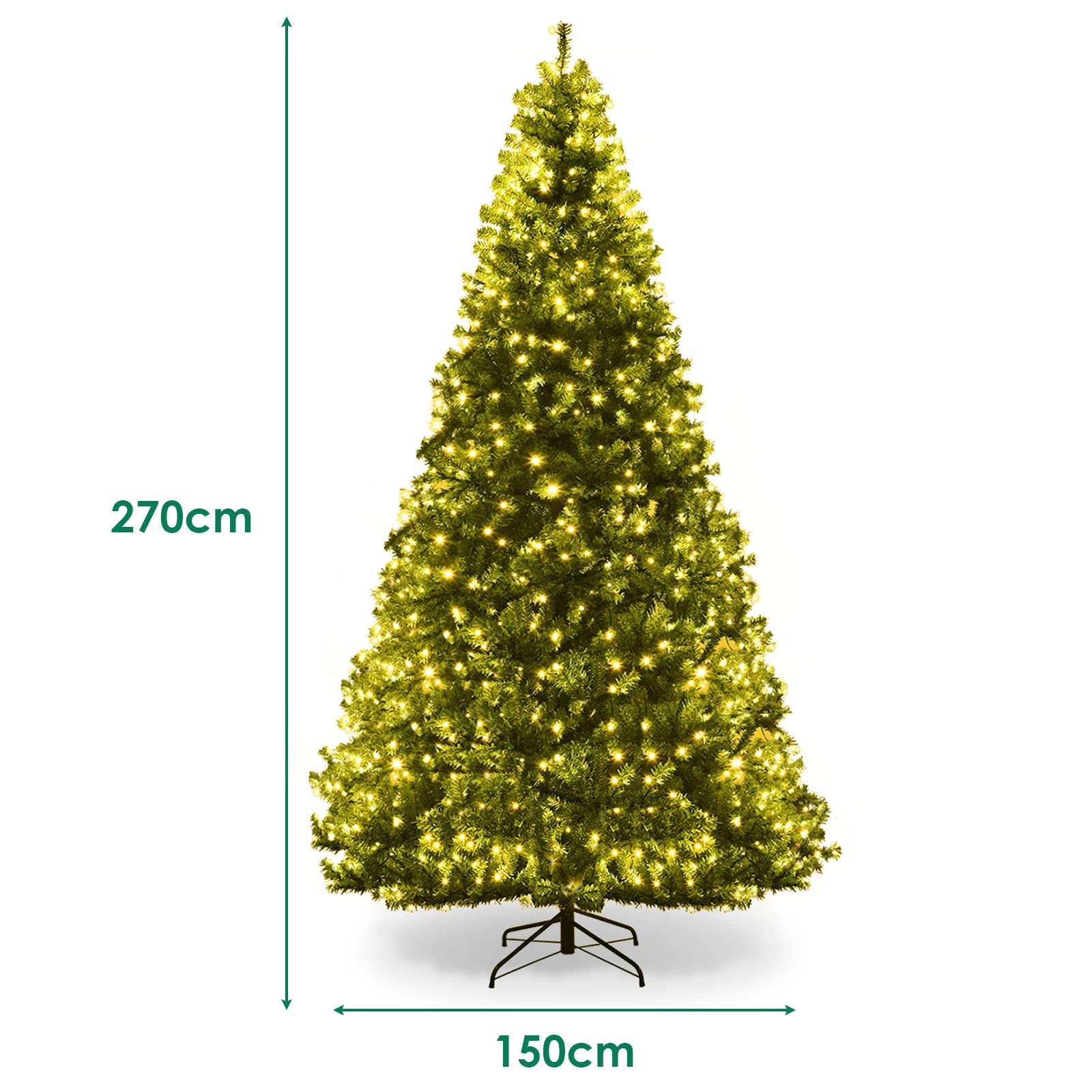 Costway 2.7M Artificial Christmas Tree w/3533 Branch Tips Dual-Color ...
