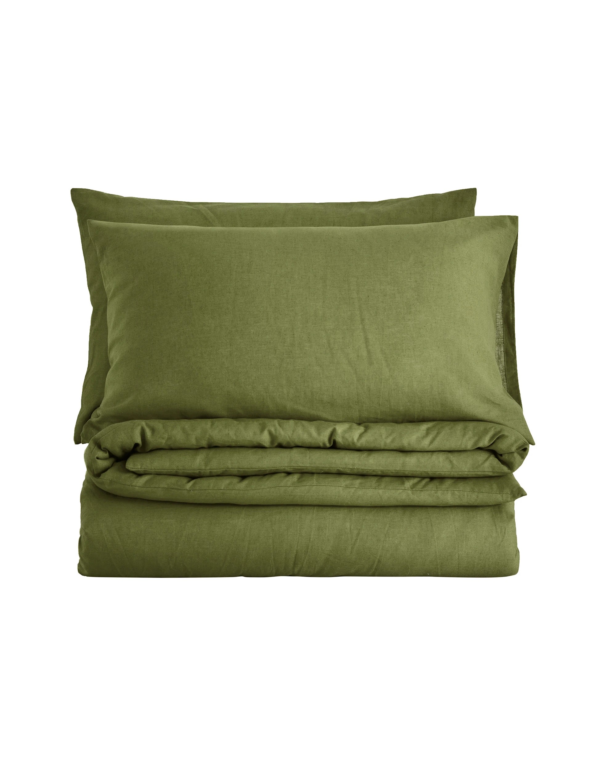 7 Dreamaker Linen Cotton Quilt Cover Set - Double Bed - Olive, 7 of 8