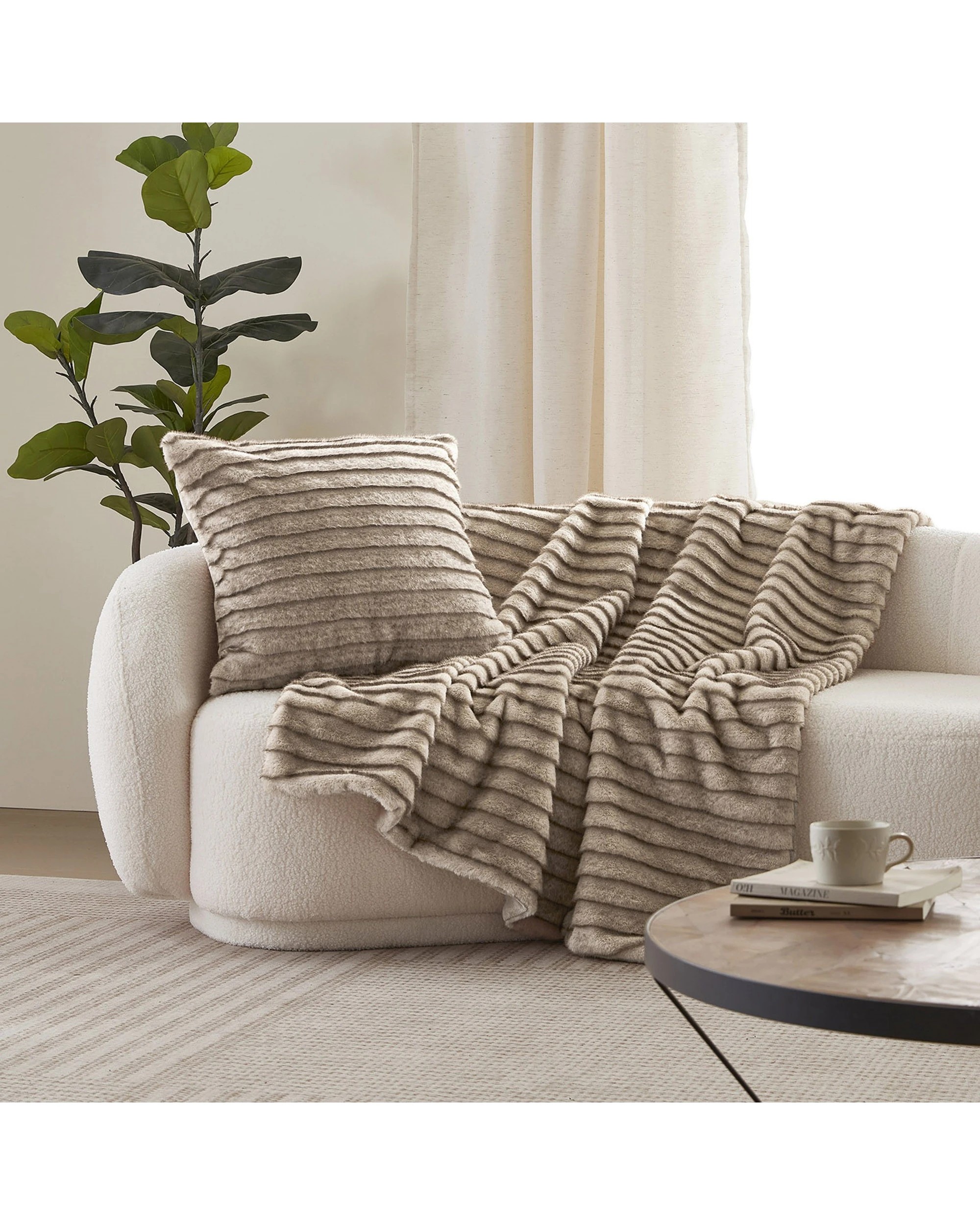 1 Dreamaker Nara Luxe Faux Mink Throw Blanket 130x170cm - Brown, 1 of 5