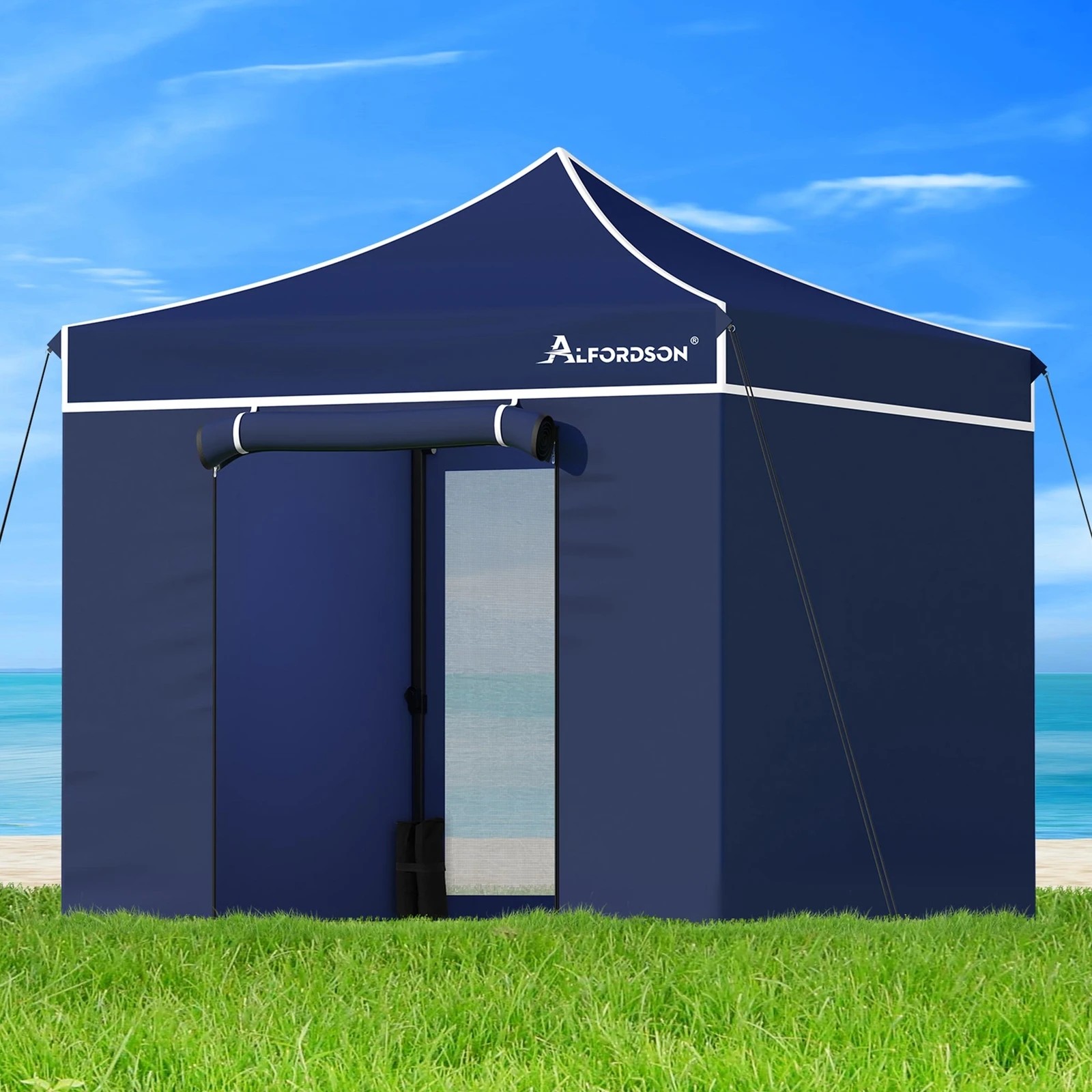 2 Alfordson Gazebo Pop Up Marquee Side Wall Portable 3x3m - Blue, 2 of 10