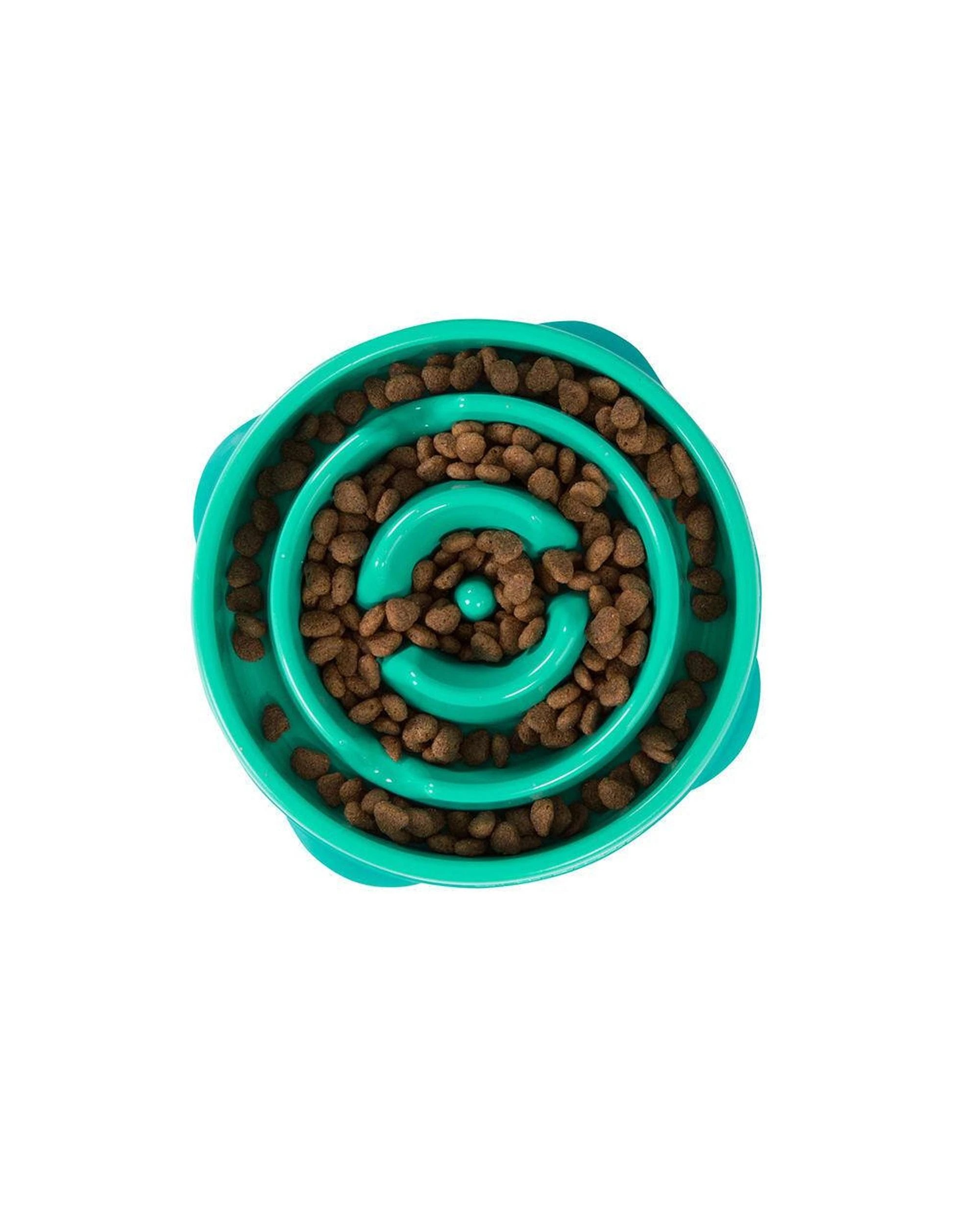 2 Outward Hound Fun Feeder Interactive Slow Bowl Drop for Dogs Teal Mini, 2 of 2