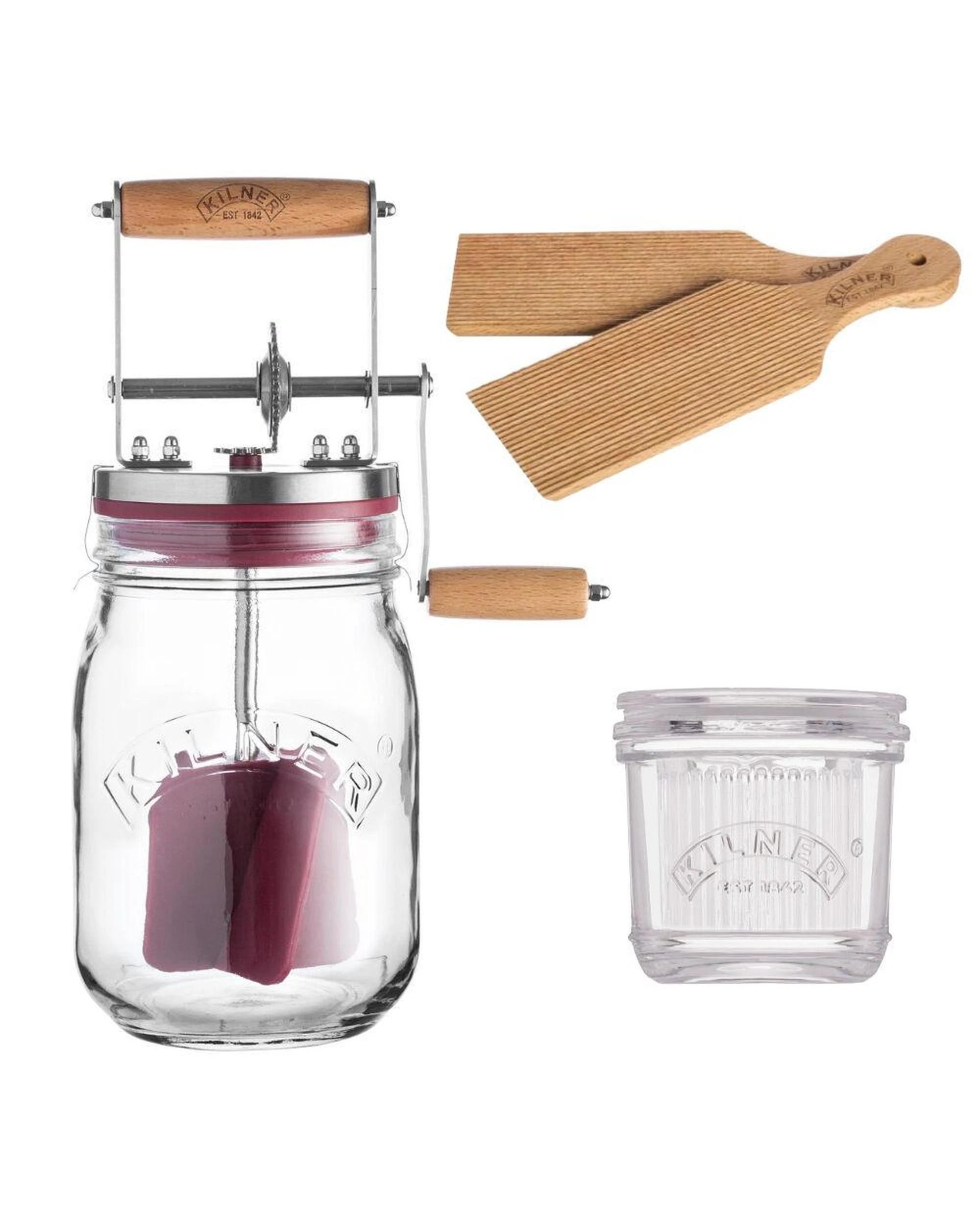 1 Kilner Butter Churner Glass Jar Manual  Butter Paddles  Butter Crock, 1 of 10