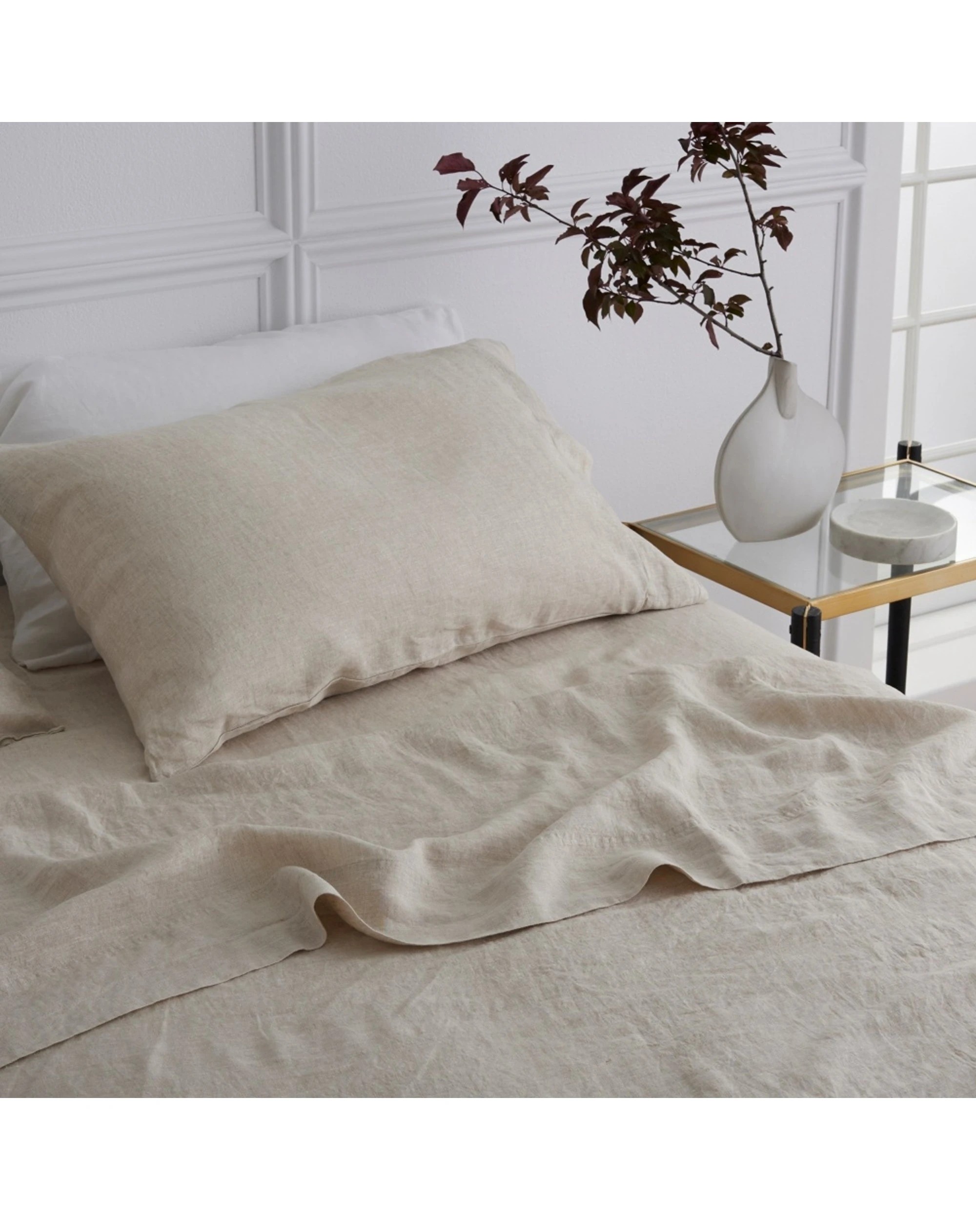 5 Bedding co 2pc Pillow Case Set 100% French Flax Linen Standard - One Size - Natural, 5 of 5
