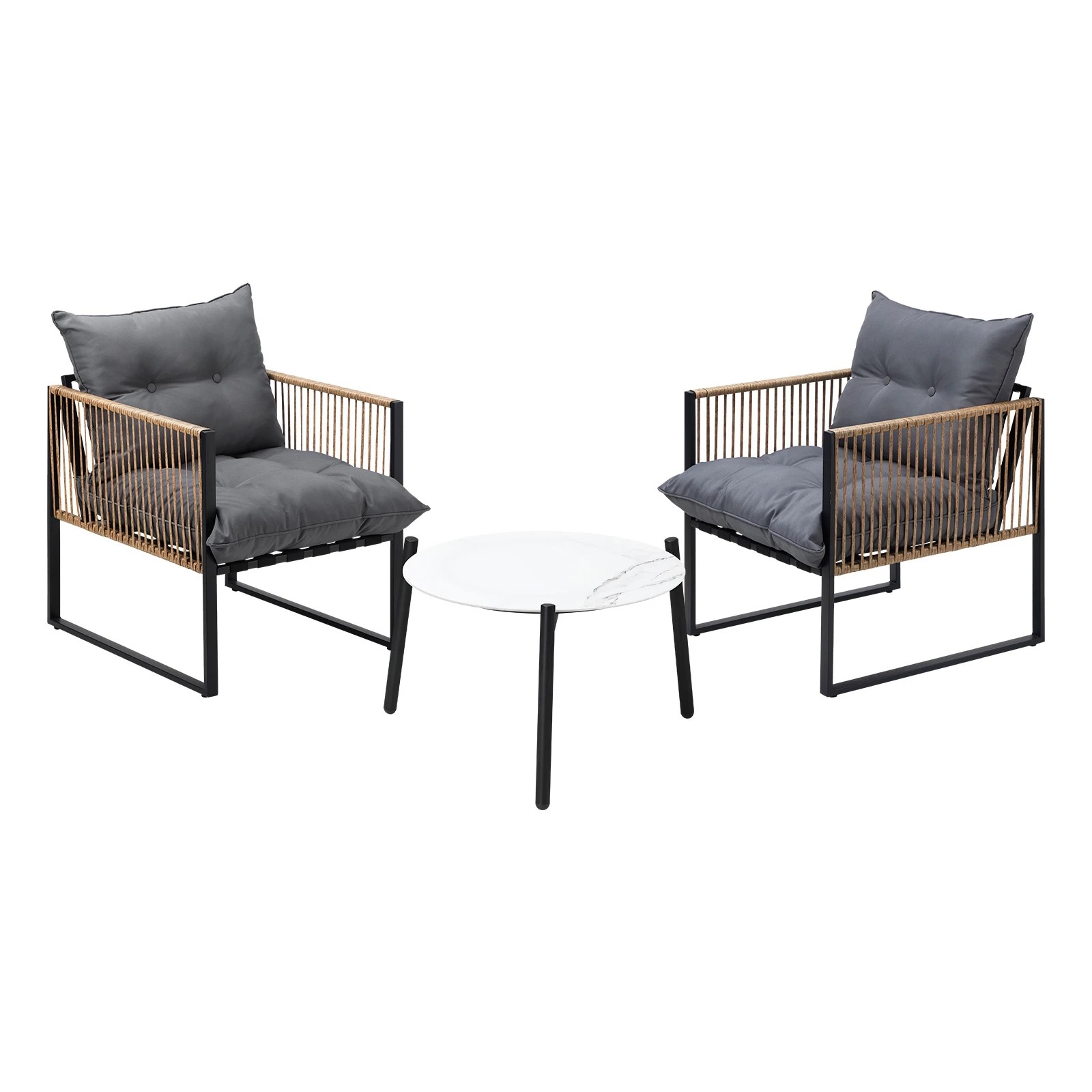 1 Livsip Outdoor Patio Set Furniture 50cm Coffee Table Rattan Chairs 3pcs
 - Multi, 1 of 10